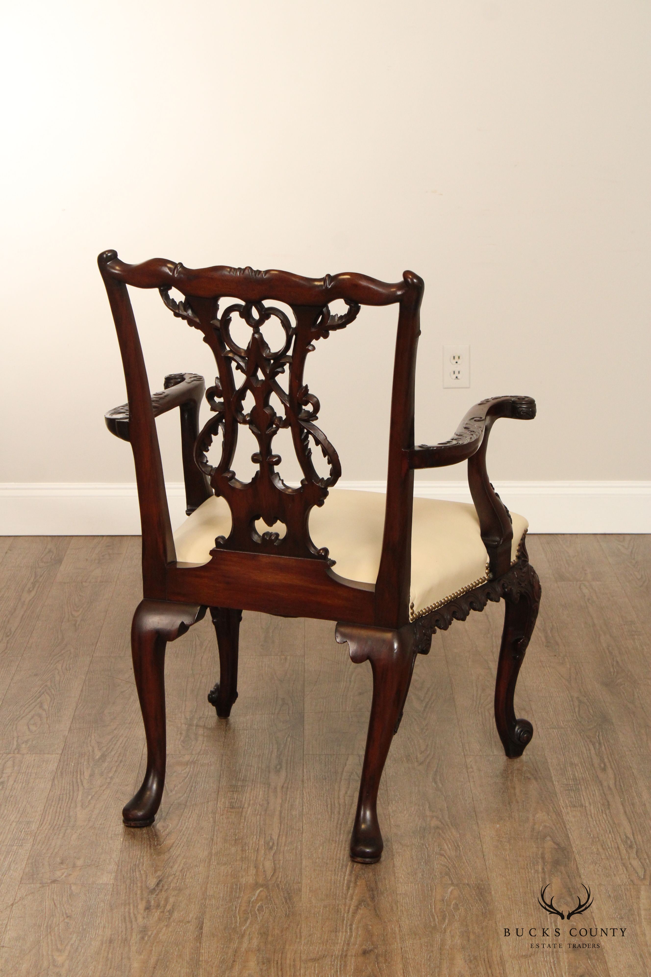 Antique Georgian Style Carved Mahogany  Armchair