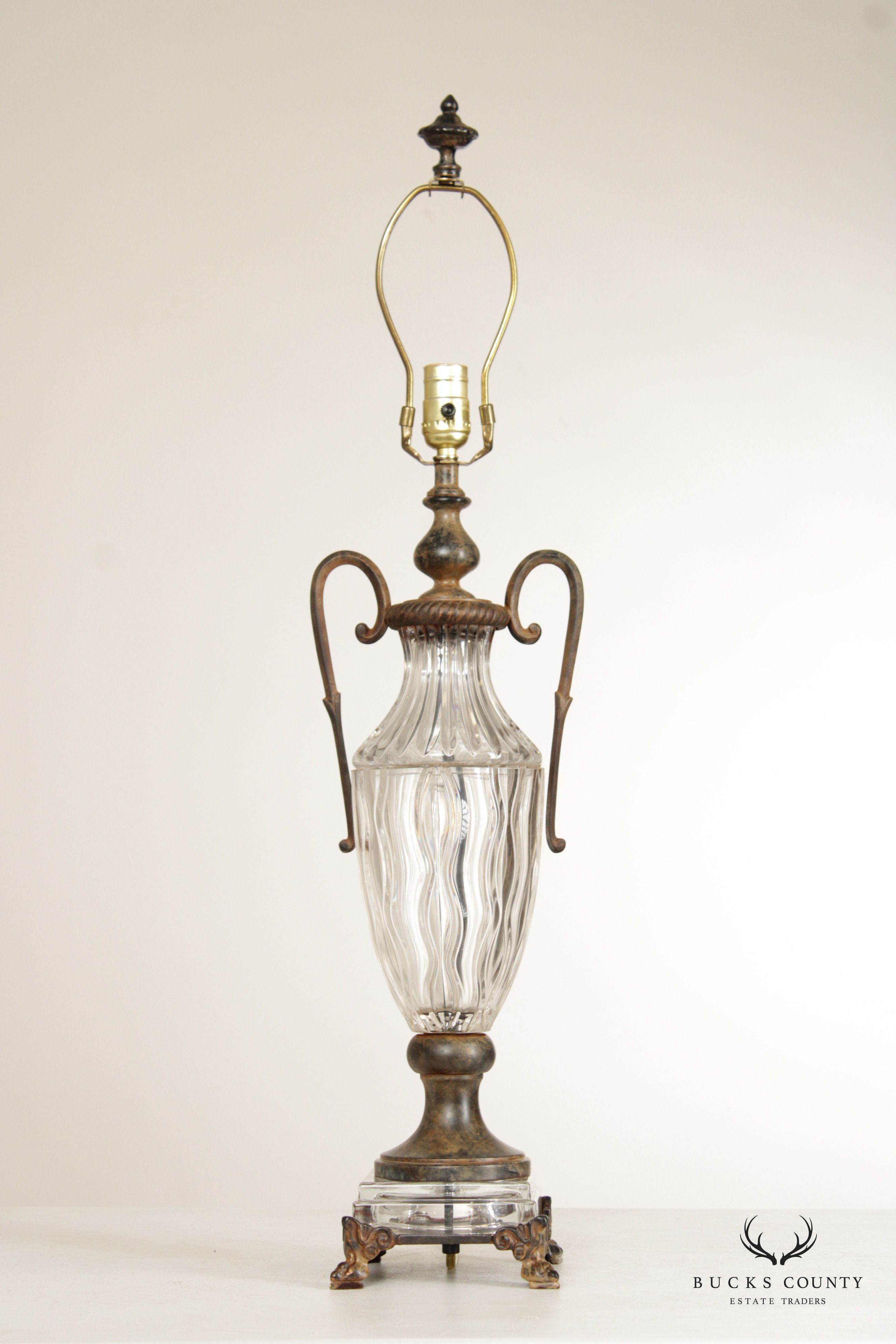 Neoclassical Style Vintage Pair of Glass Table Lamps