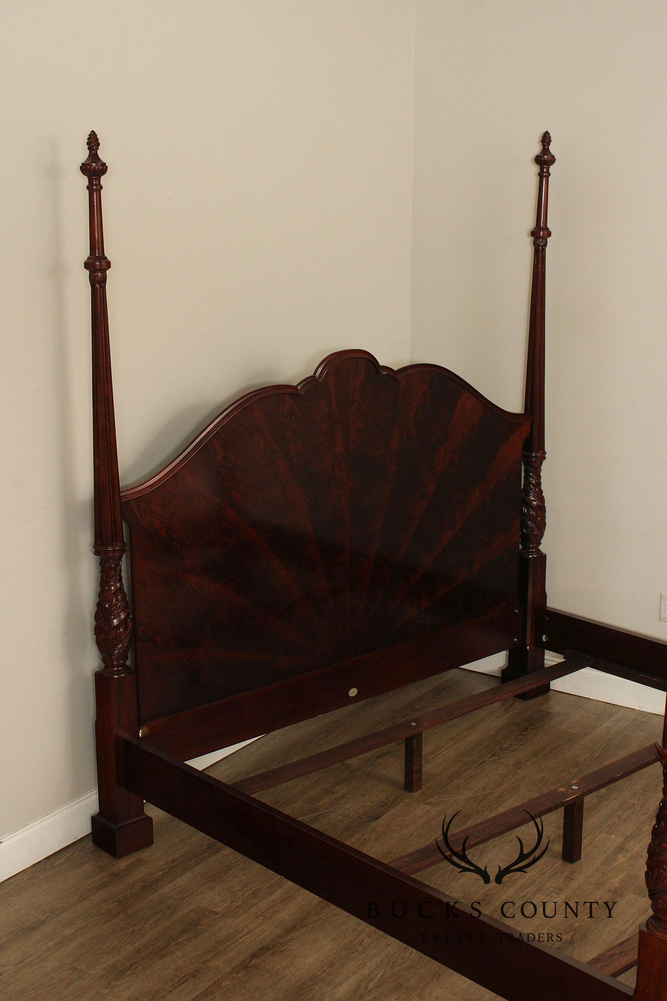 Baker Sunburst Mahogany King Size Poster Bed