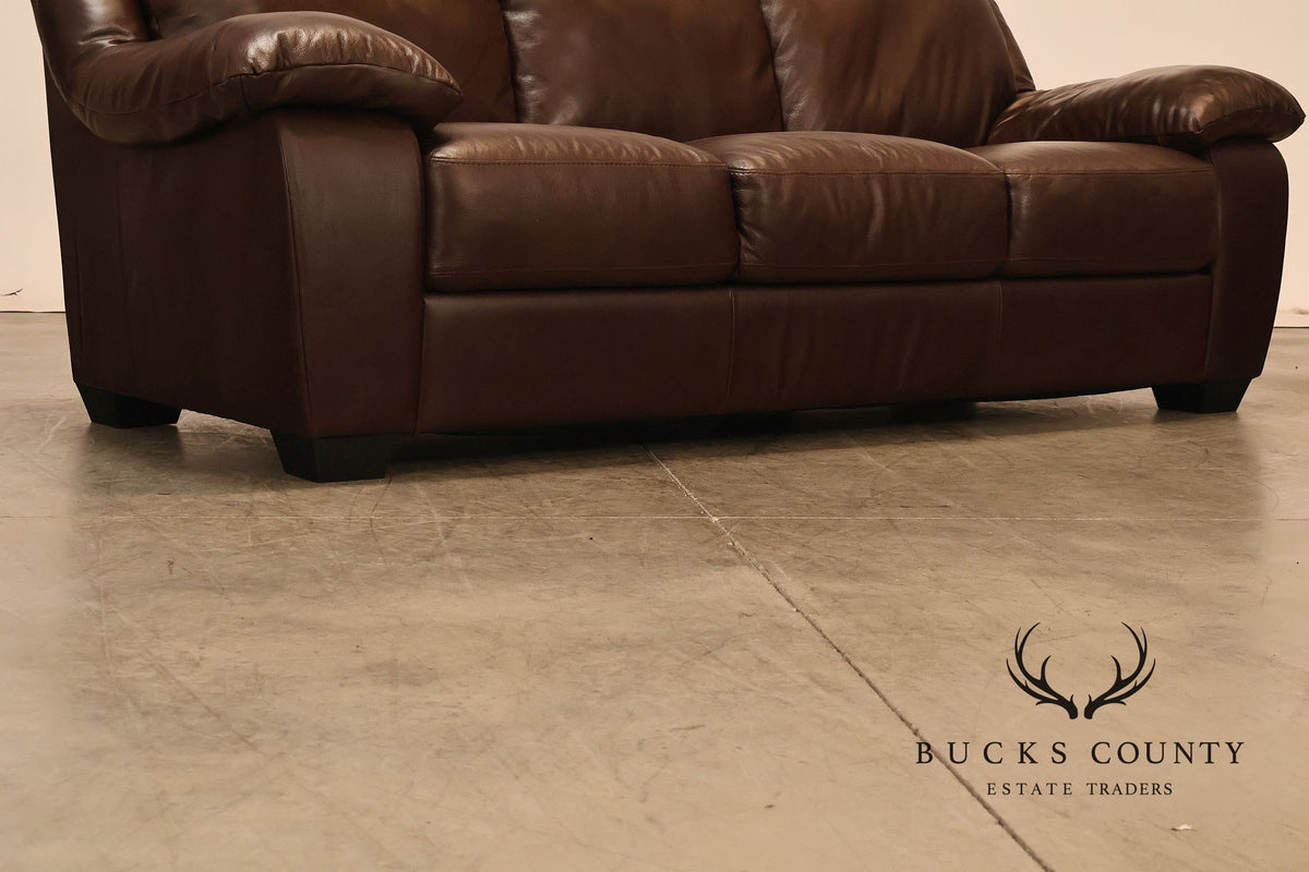 Italsofa Contemporary Brown Leather Three Seat Sofa