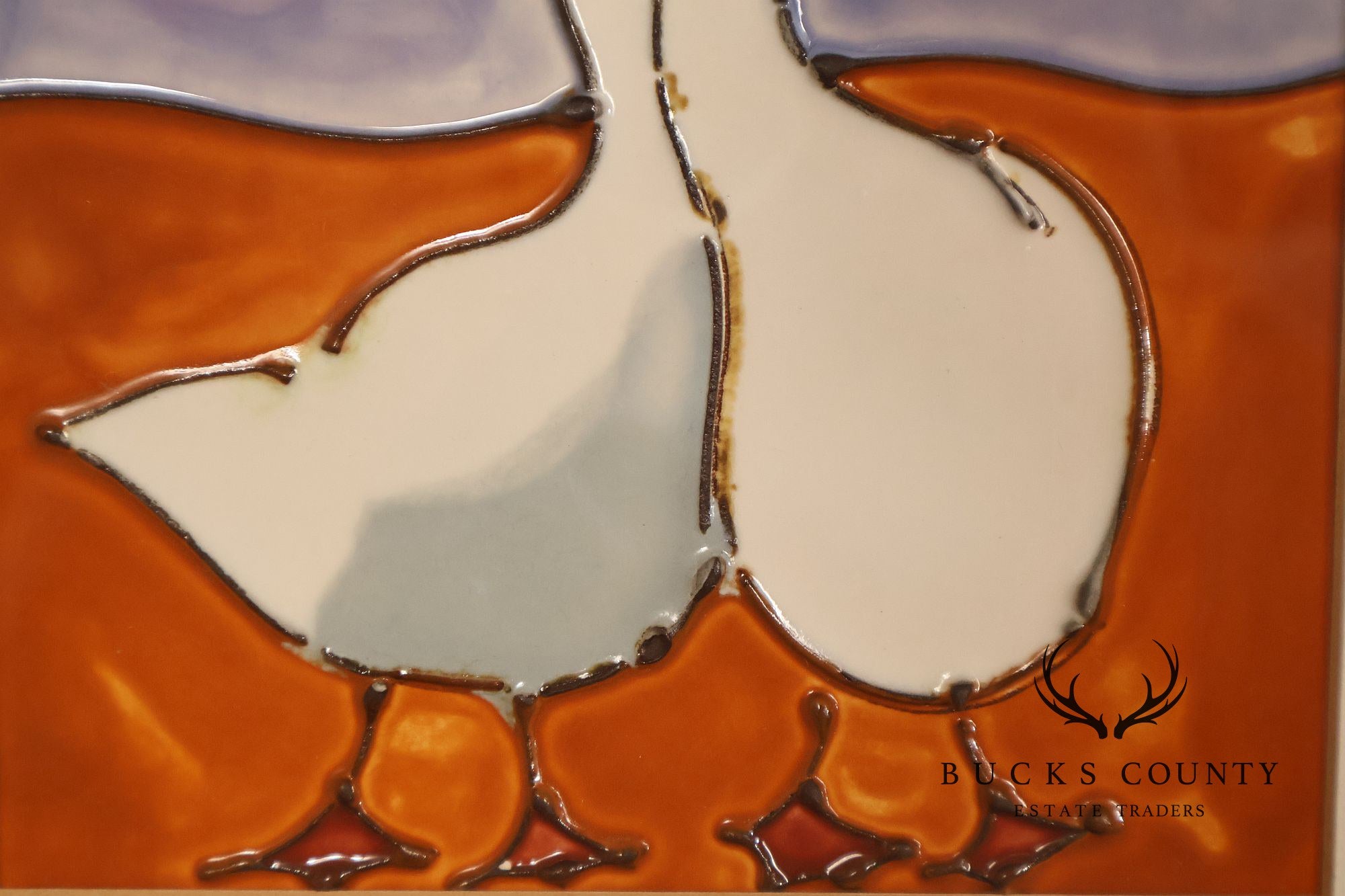 Pair of Harris G. Strong Framed Duck Ceramic Tile Matted Art