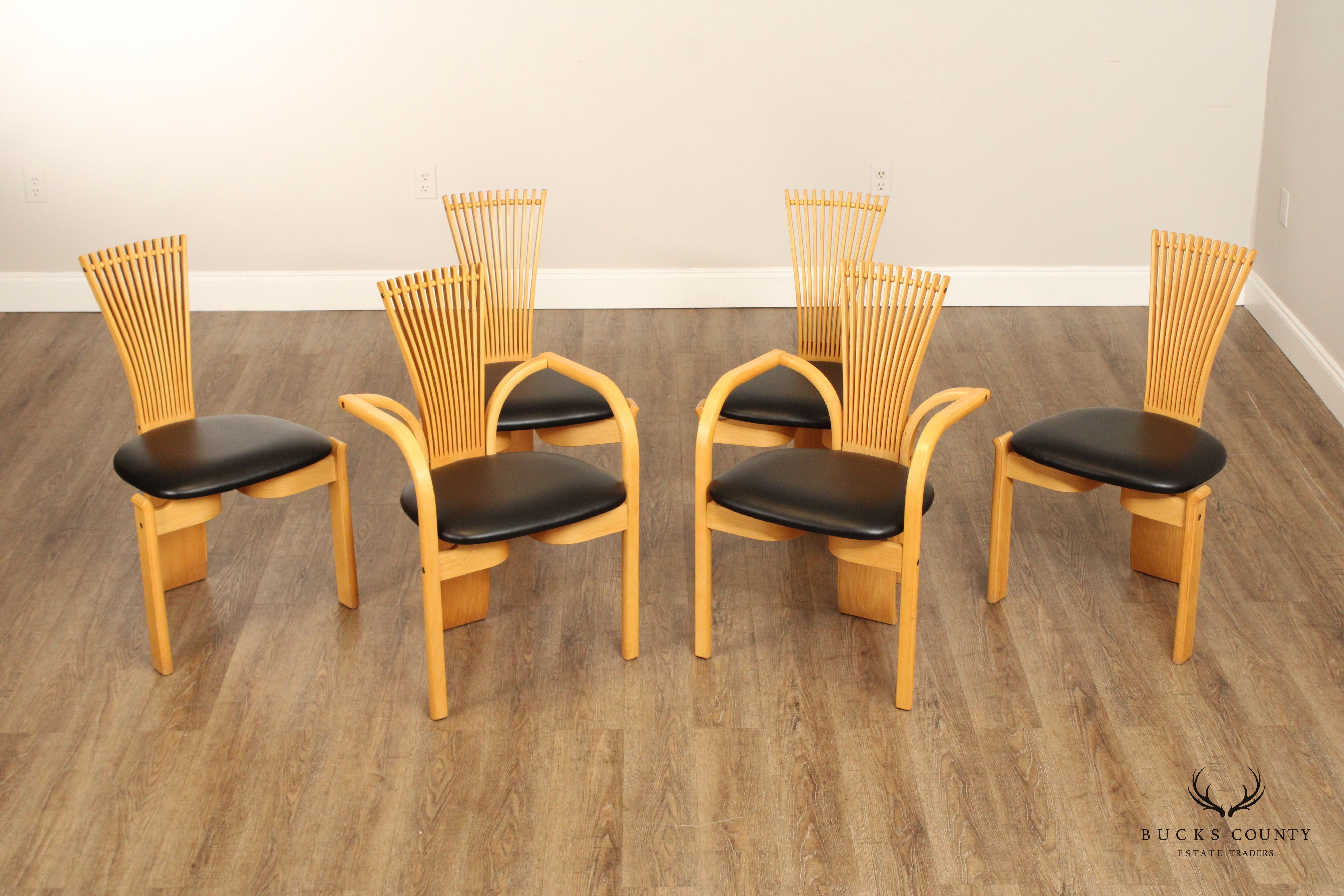 Torstein Nilsen Westnofa Postmodern Set of Six 'Totem' Dining Chairs