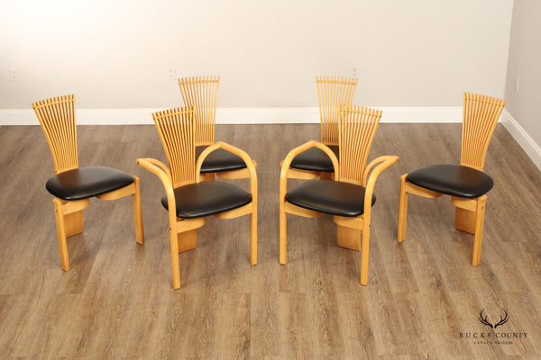 Torstein Nilsen Westnofa Postmodern Set of Six 'Totem' Dining Chairs