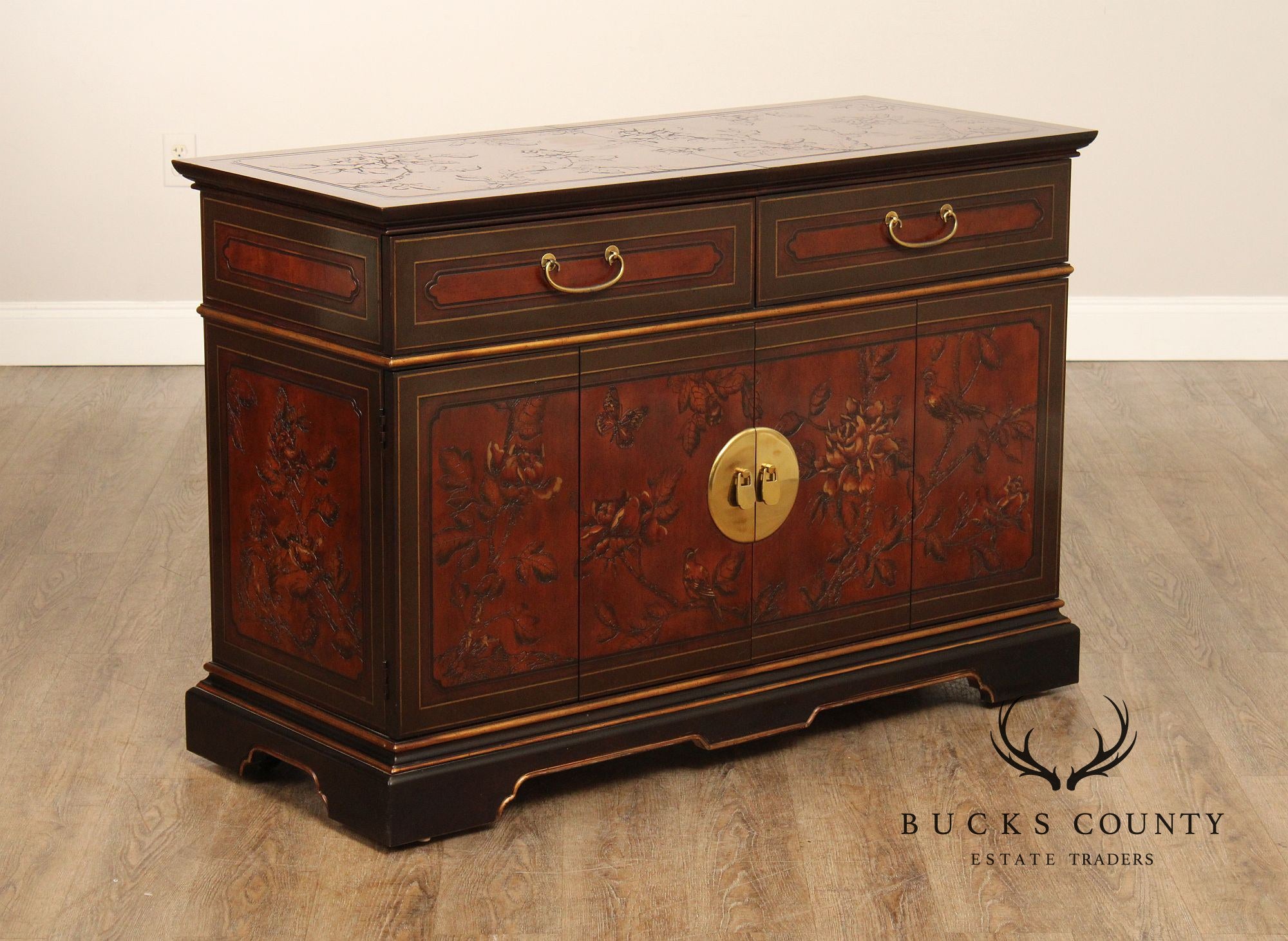 Drexel Heritage Chinoiserie Style Sliding Top Server