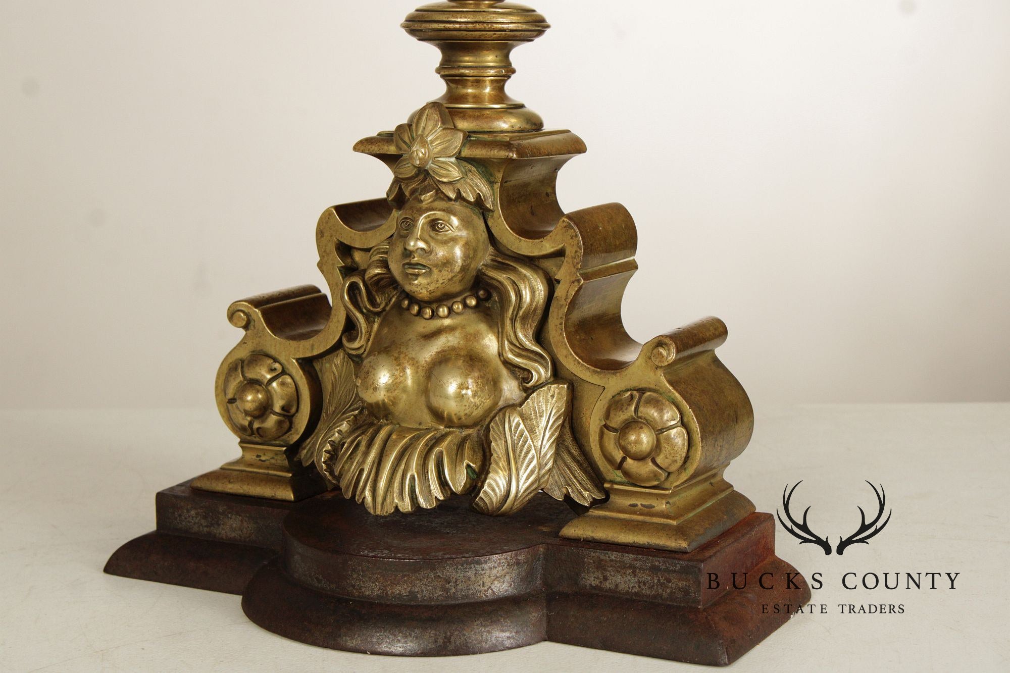 French Louis XIV Style Pair of Brass Figural 'Marmouset' Andirons