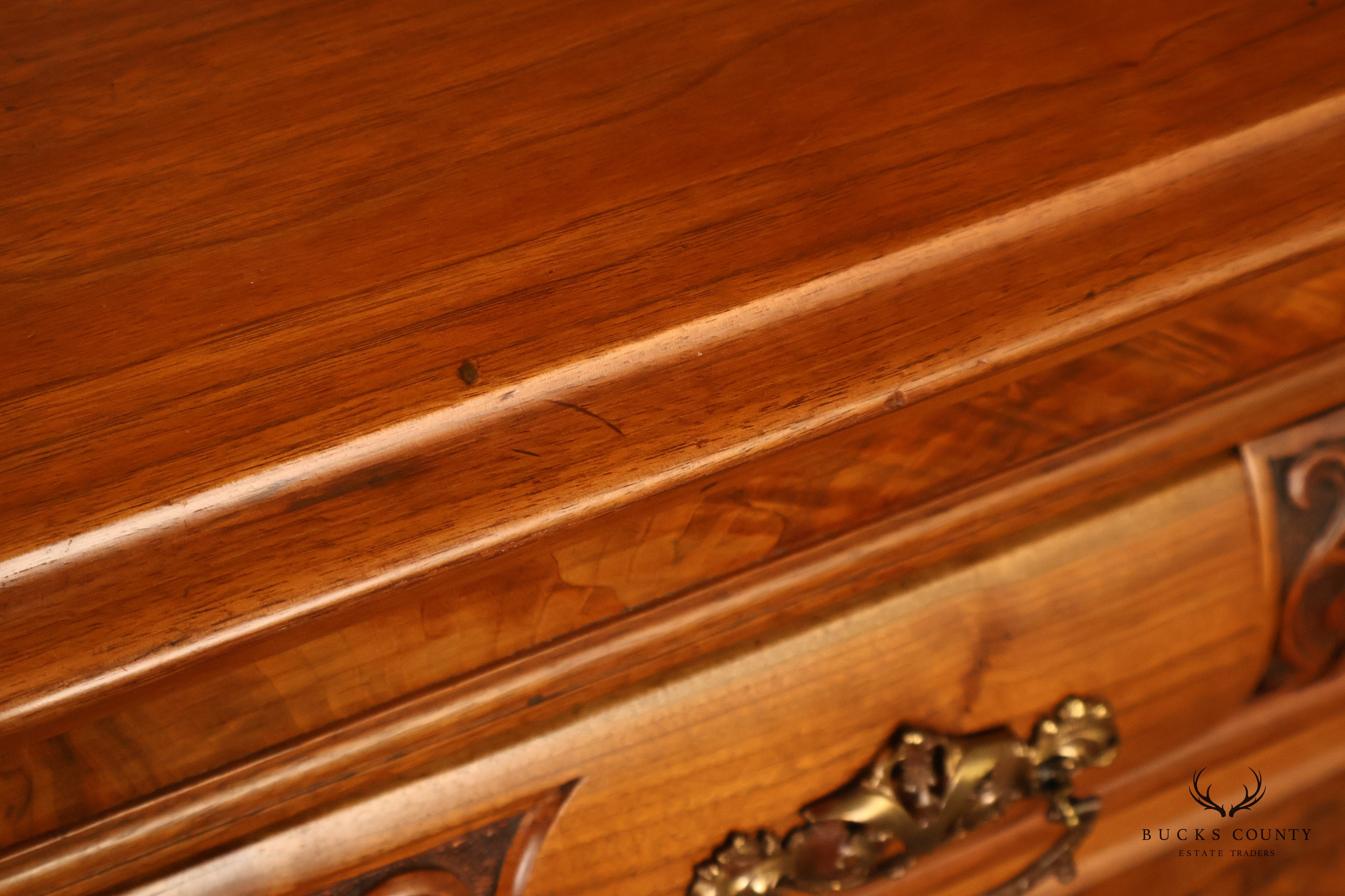 Antique Mirrored Burl Walnut Buffet Sideboard