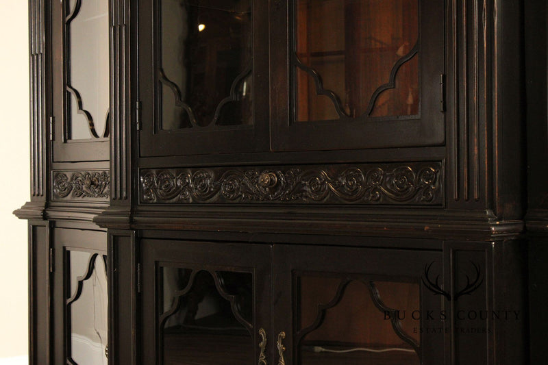 Tuscan Style Large Ebonized Display Cabinet