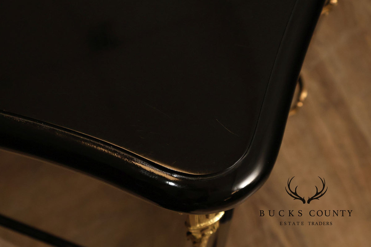 French Louis XV Style Black Lacquer Commode