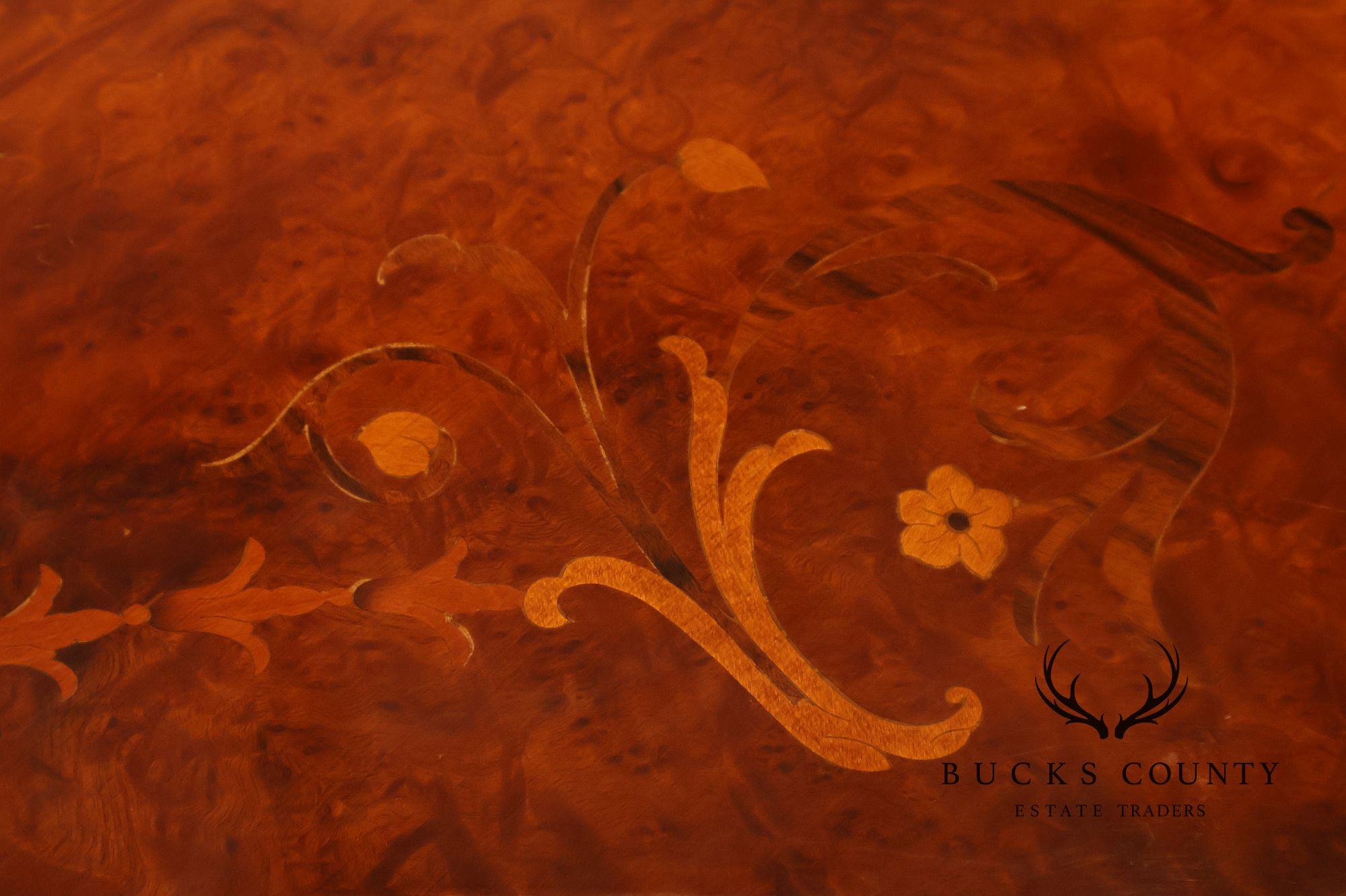 Italian Style Marquetry Inlaid Burl Wood Credenza Sideboard