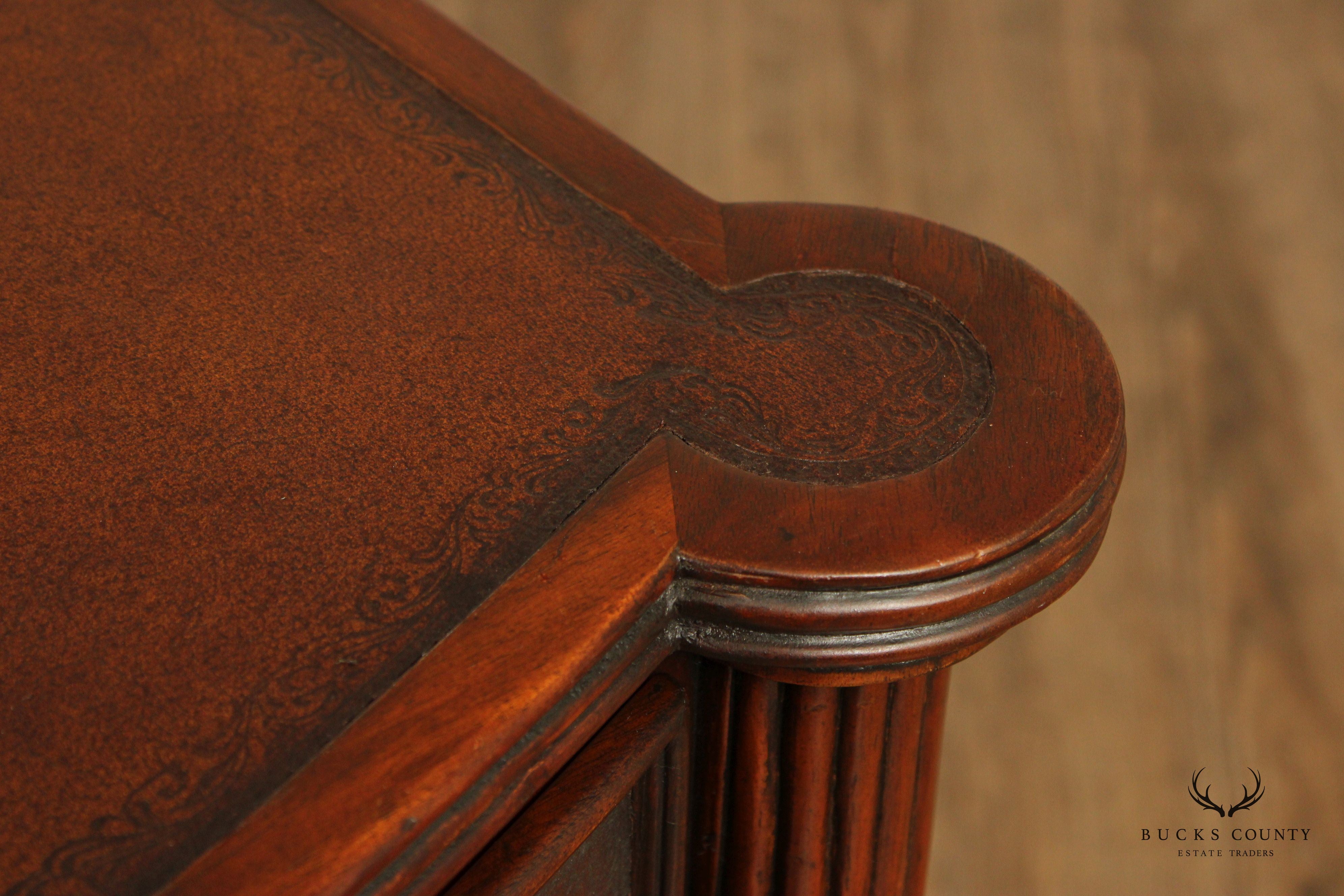 English Traditional Regency Style Mahogany And Leather Nightstand Chest