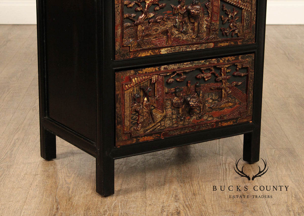 Chinese Export Style Carved Lacquer Cabinet