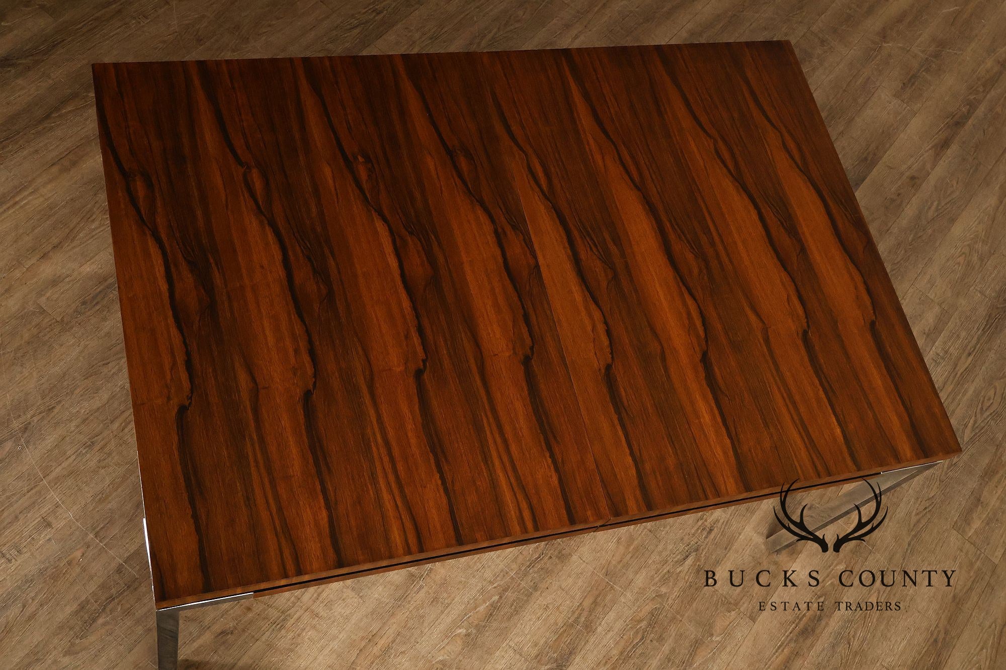 Mid Century Modern Expandable Rosewood and Chrome Dining Table