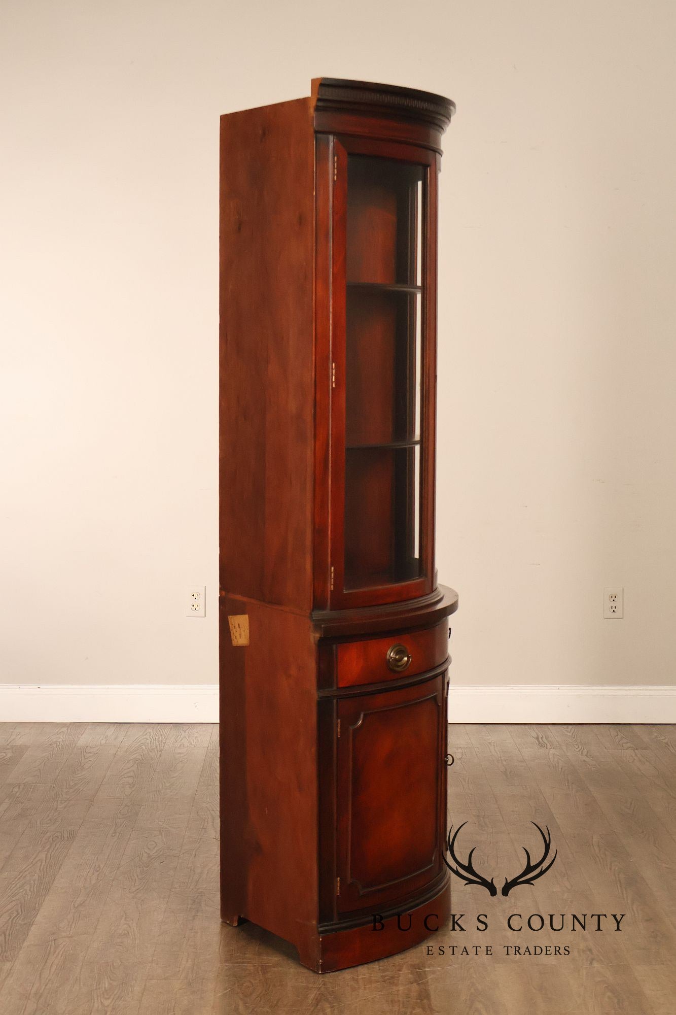 Drexel Travis Court Mahogany Bow Front Corner Cabinet