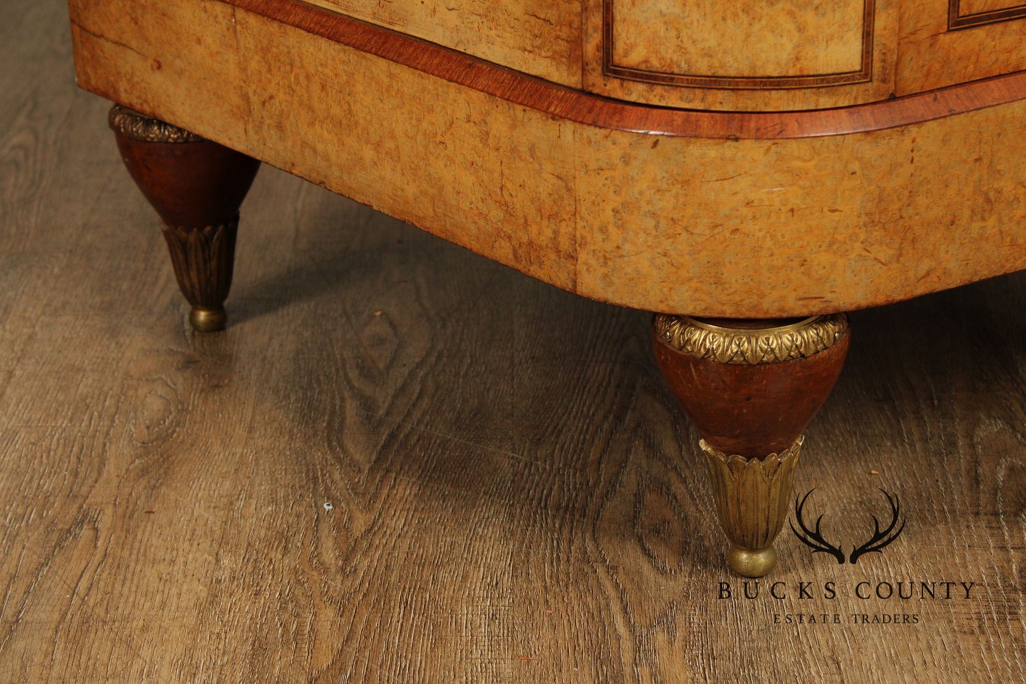 Antique French Louis XVI Style Burl Walnut Marble Top Buffet Hutch