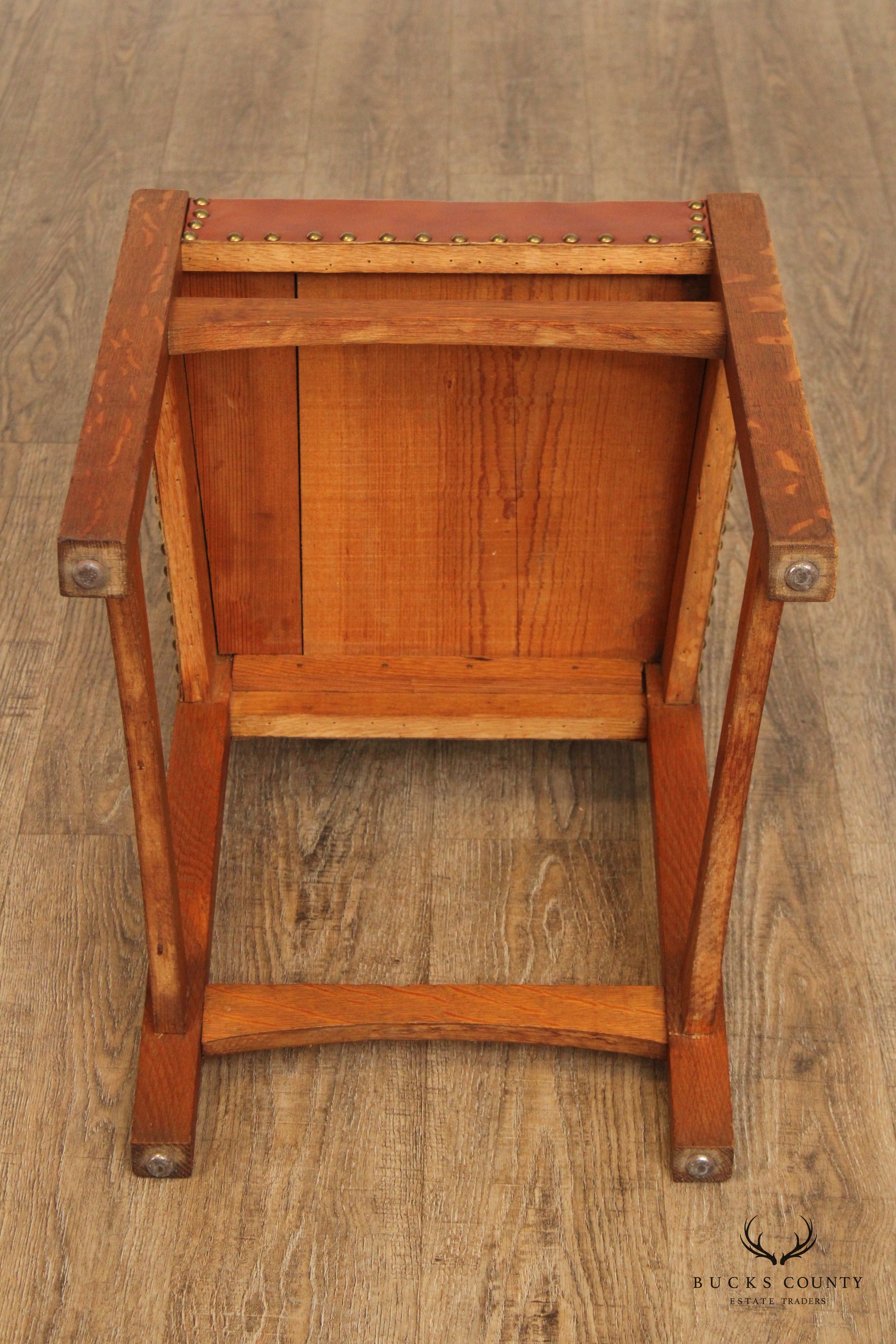 Antique Mission Oak and Leather Side Chair