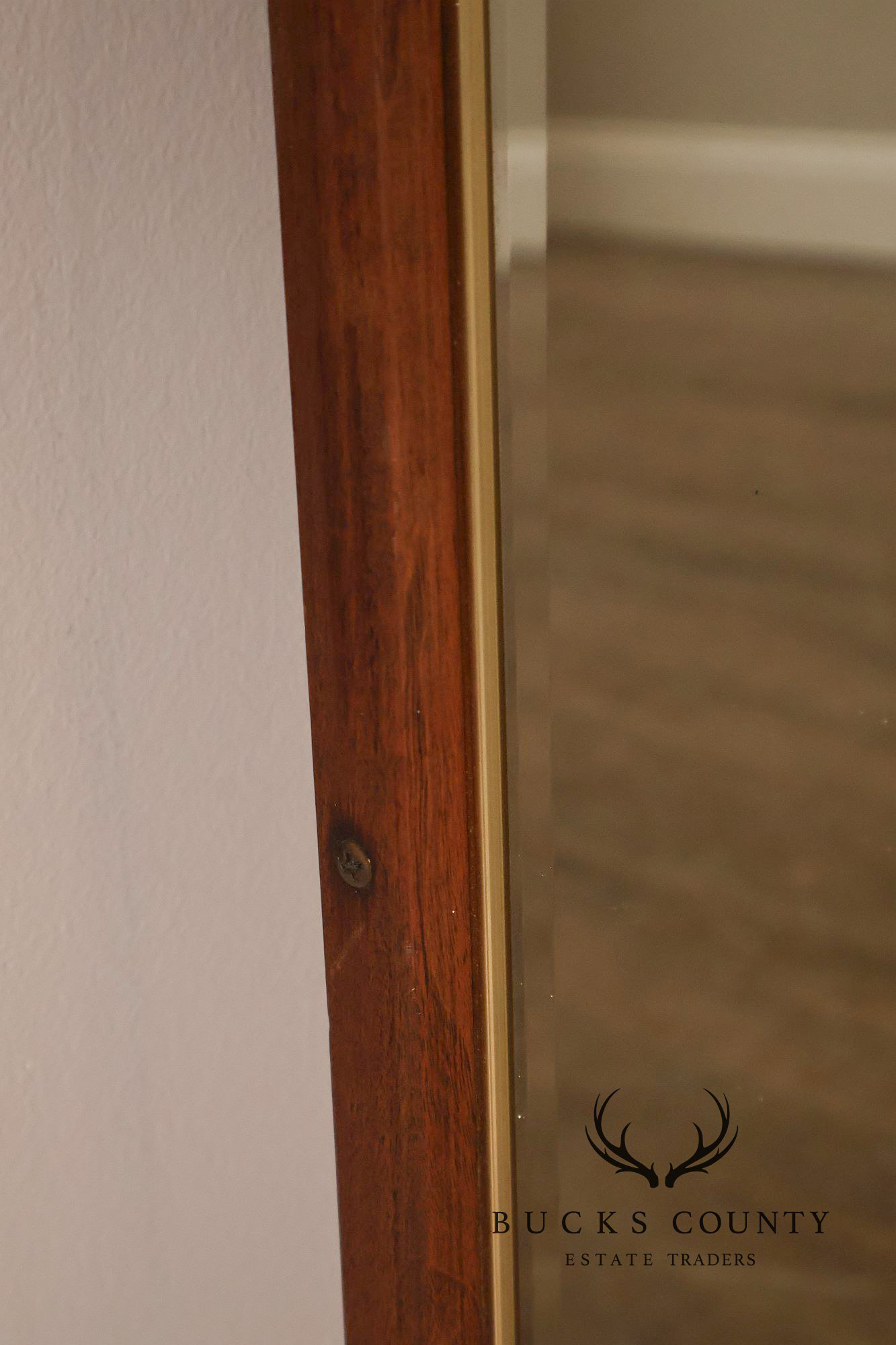 Mid Century Modern Walnut Frame Large Octagonal Mantel Mirror