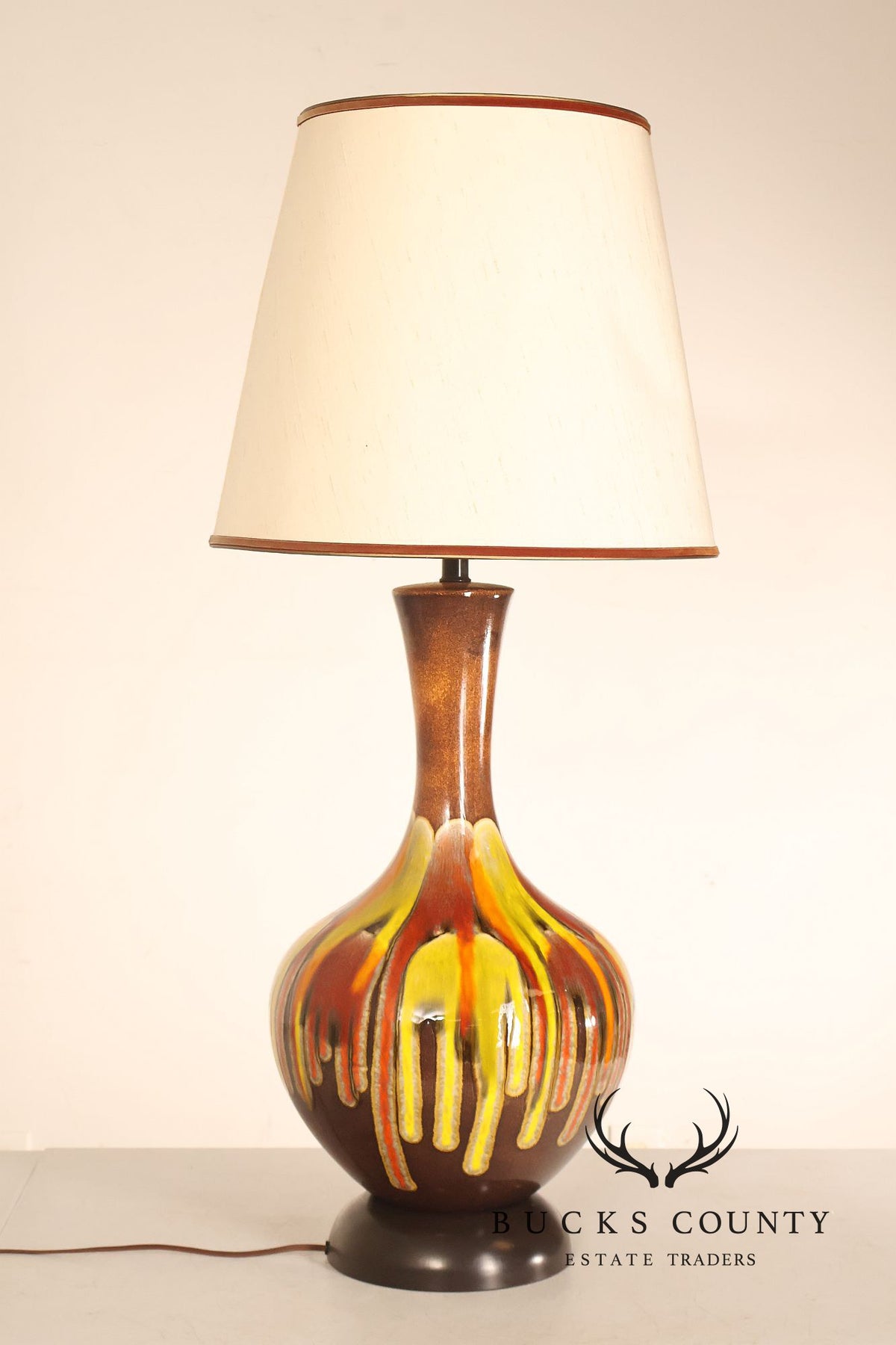 Mid Century Modern Drip-Glaze Ceramic Table Lamp
