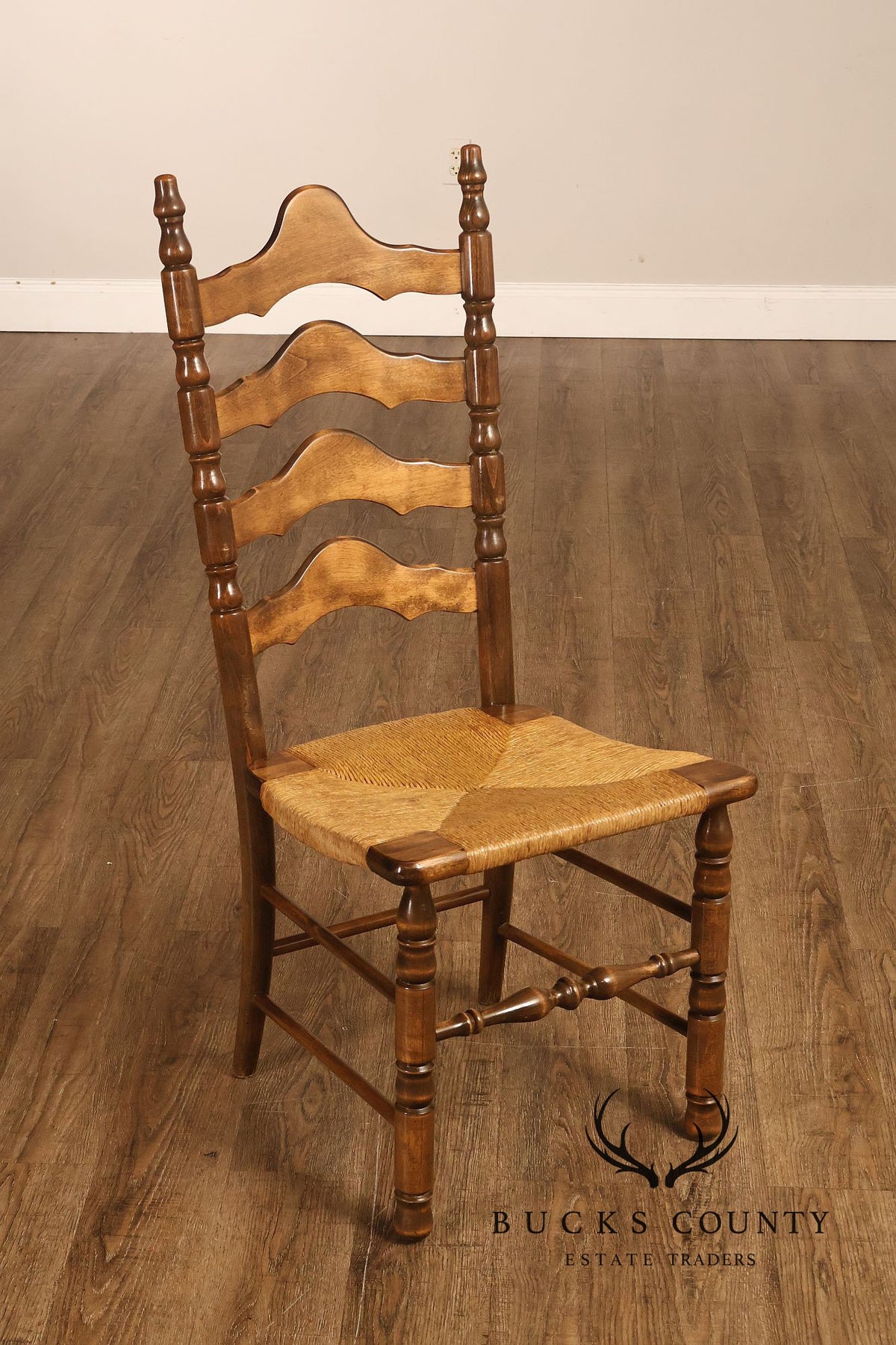 Hickory Chair Co. Set Of Six Country Ladder Back Rush Seat Dining Chairs