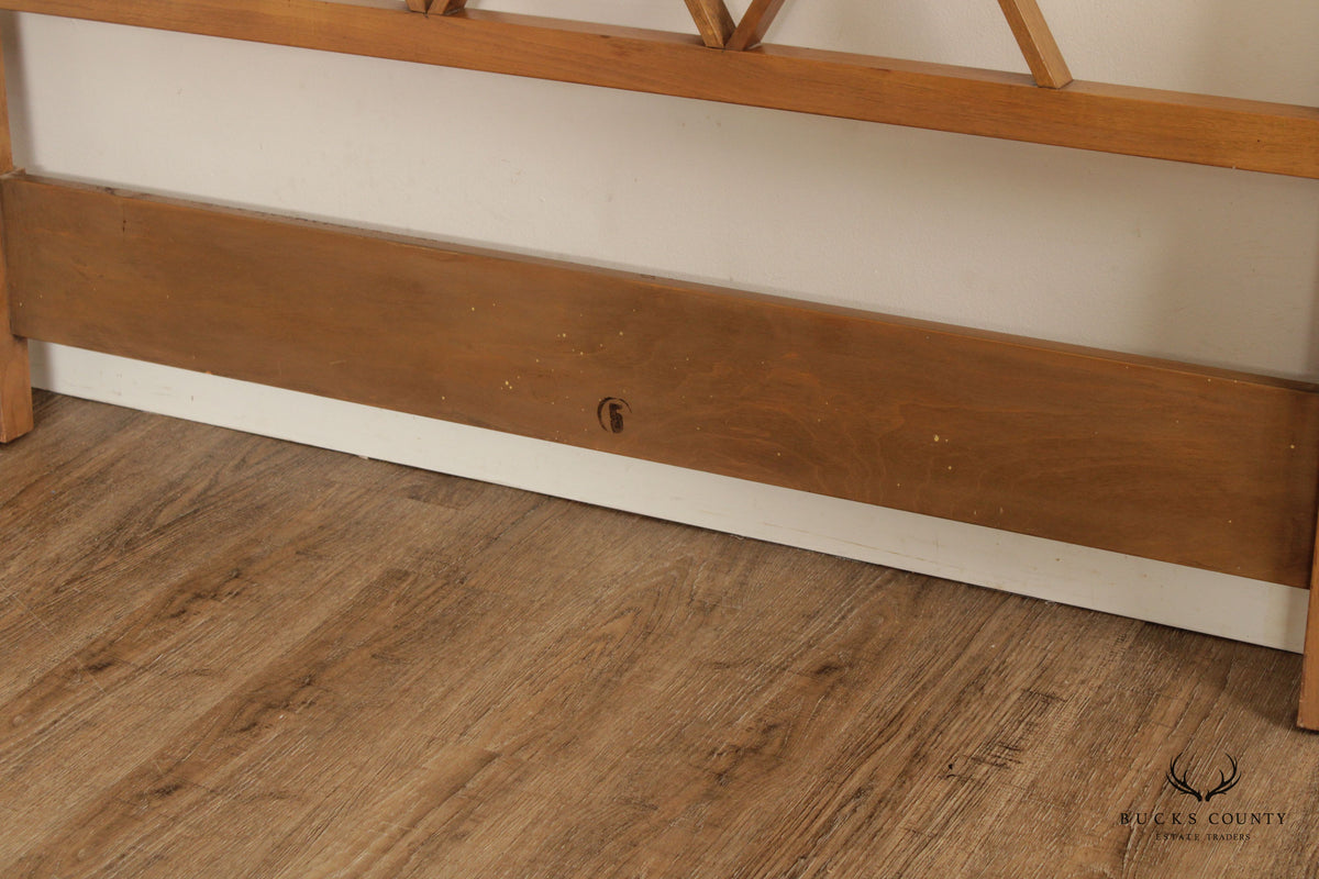 Paul Frankl Mid Century Modern Full Size Teak and Brass X-Back Headboard