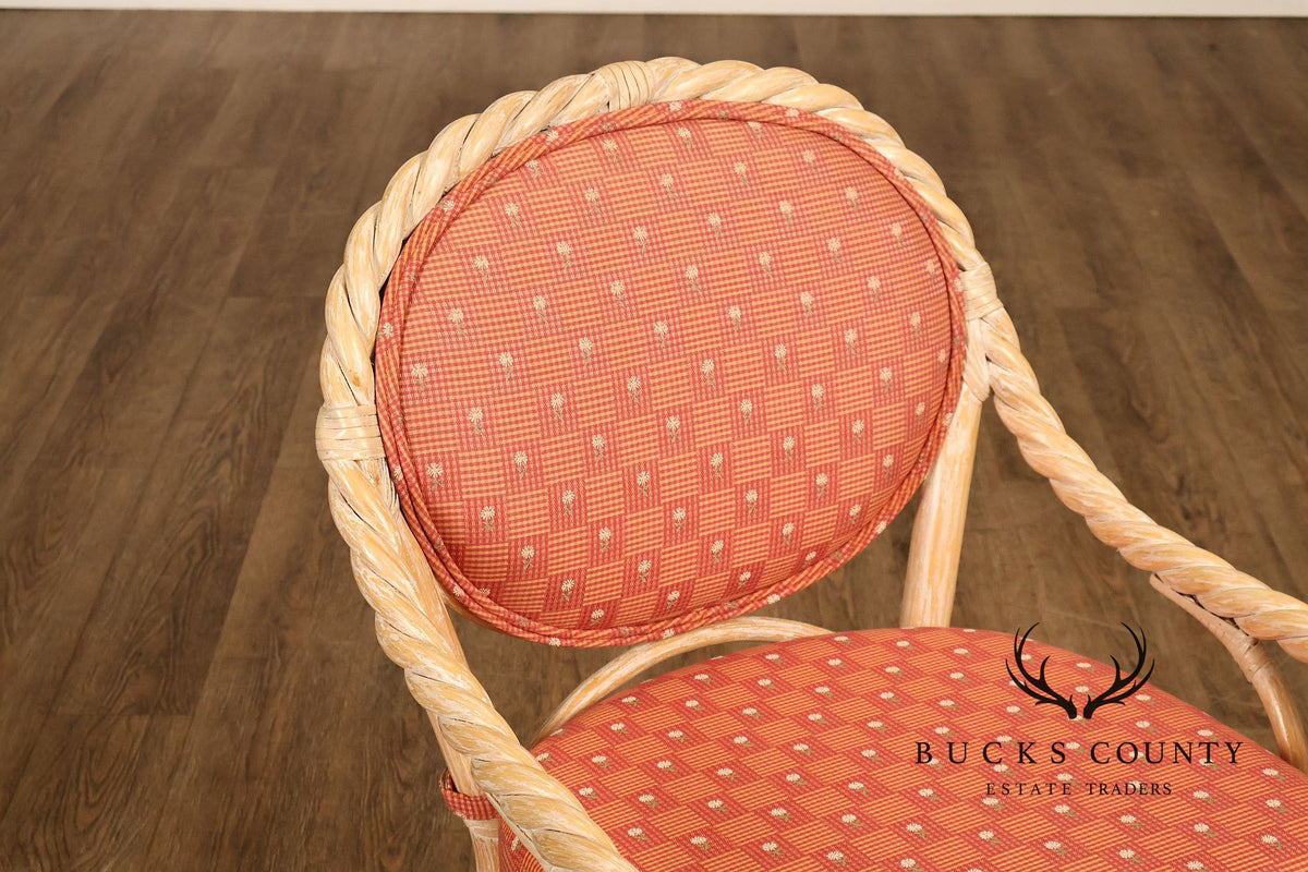 McGuire Set of Four Twisted Rattan Armchairs
