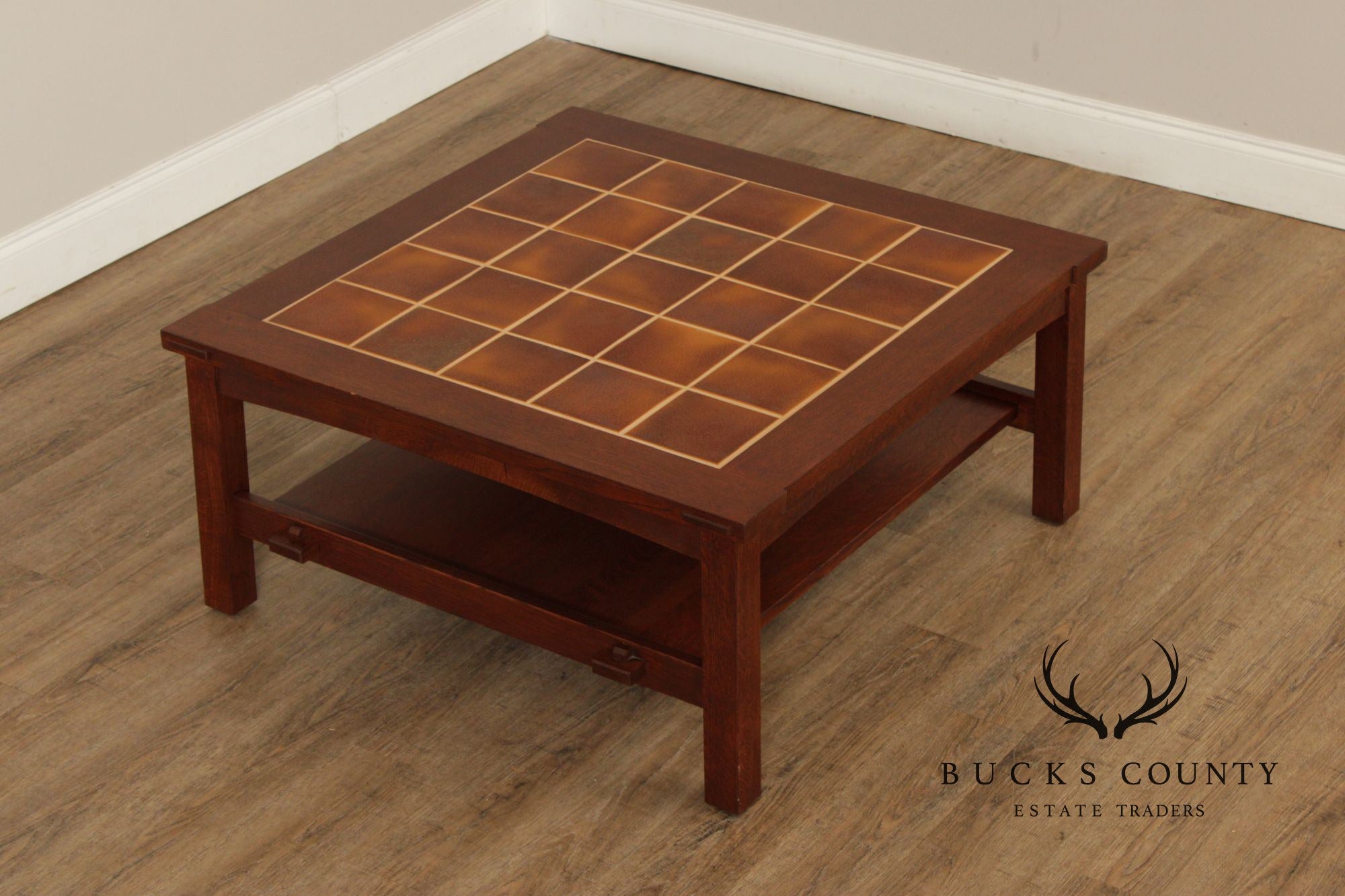 Stickley Mission Collection Oak Tile Top Cocktail Table