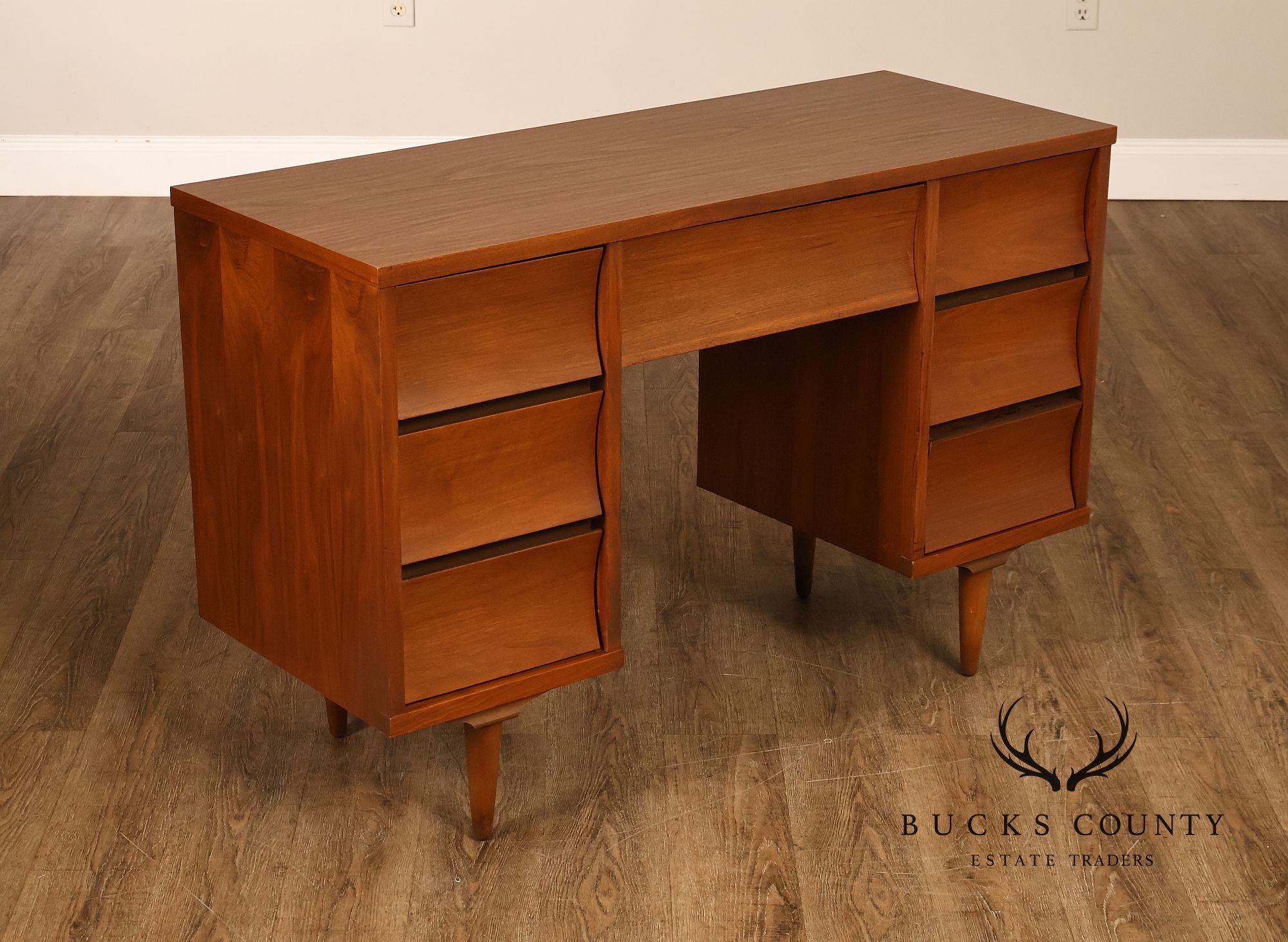 Mid Century Modern Sculpted Front Writing Desk