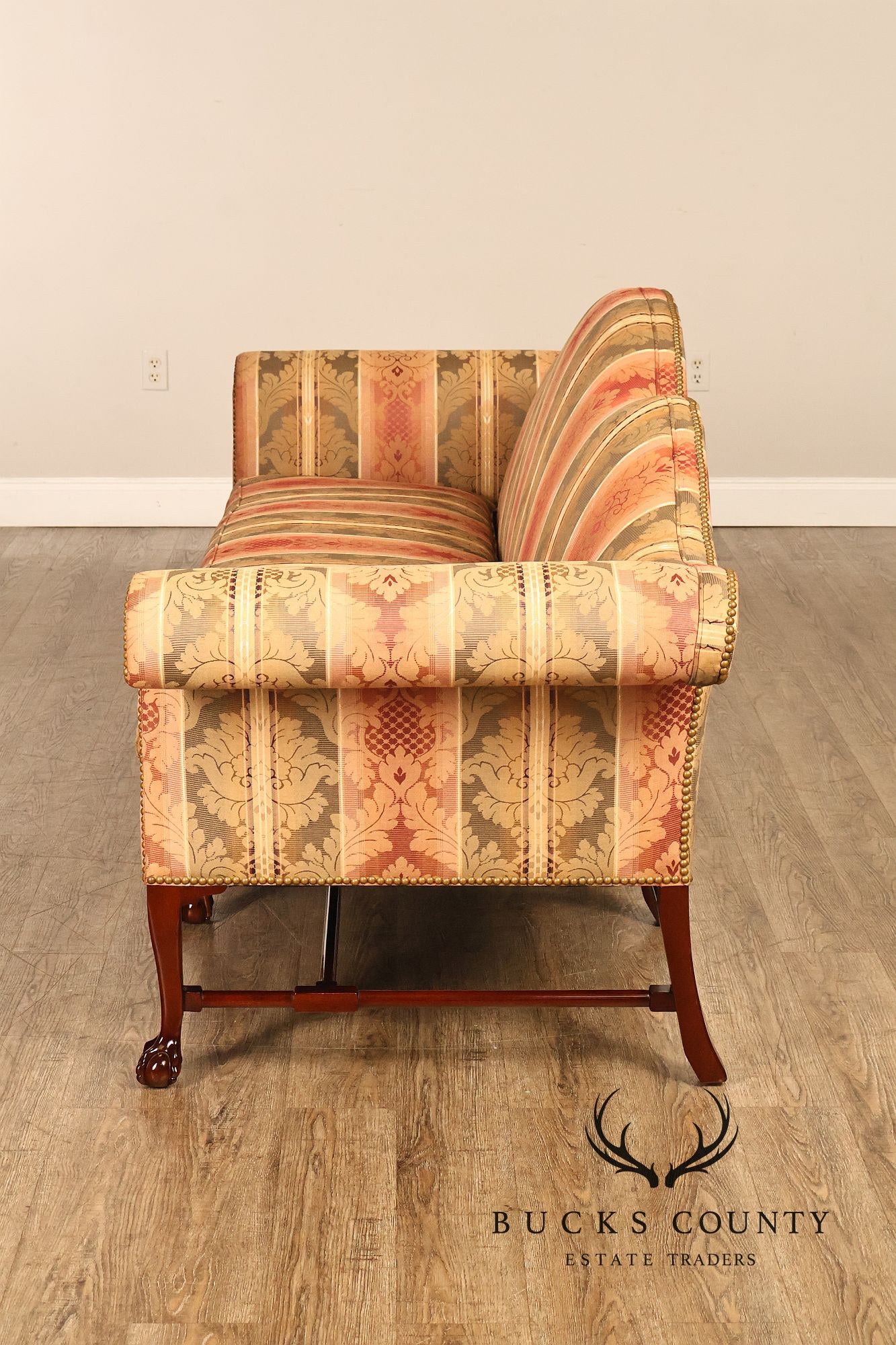 Kindel Winterthur Irish Georgian Chippendale Style Mahogany Camelback Sofa