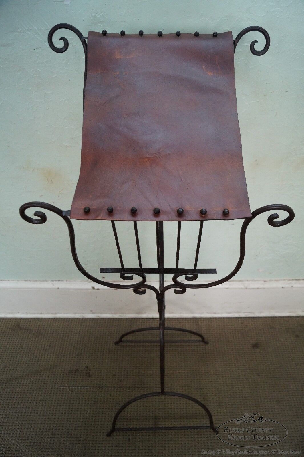 High Quality Hand Wrought Iron & Leather Lyre Music Stand