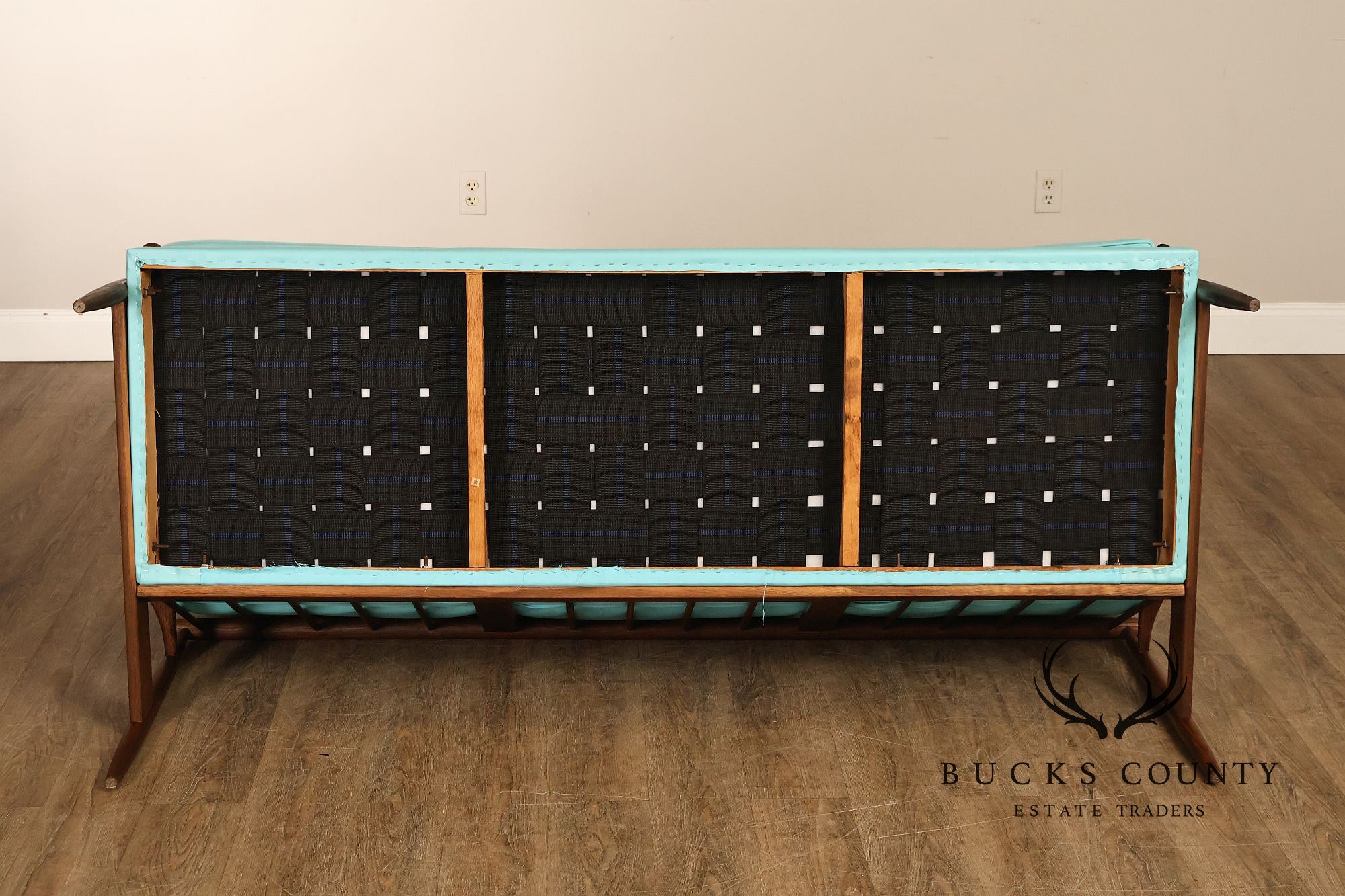 Mid Century Modern Oak Three-Seat Sofa