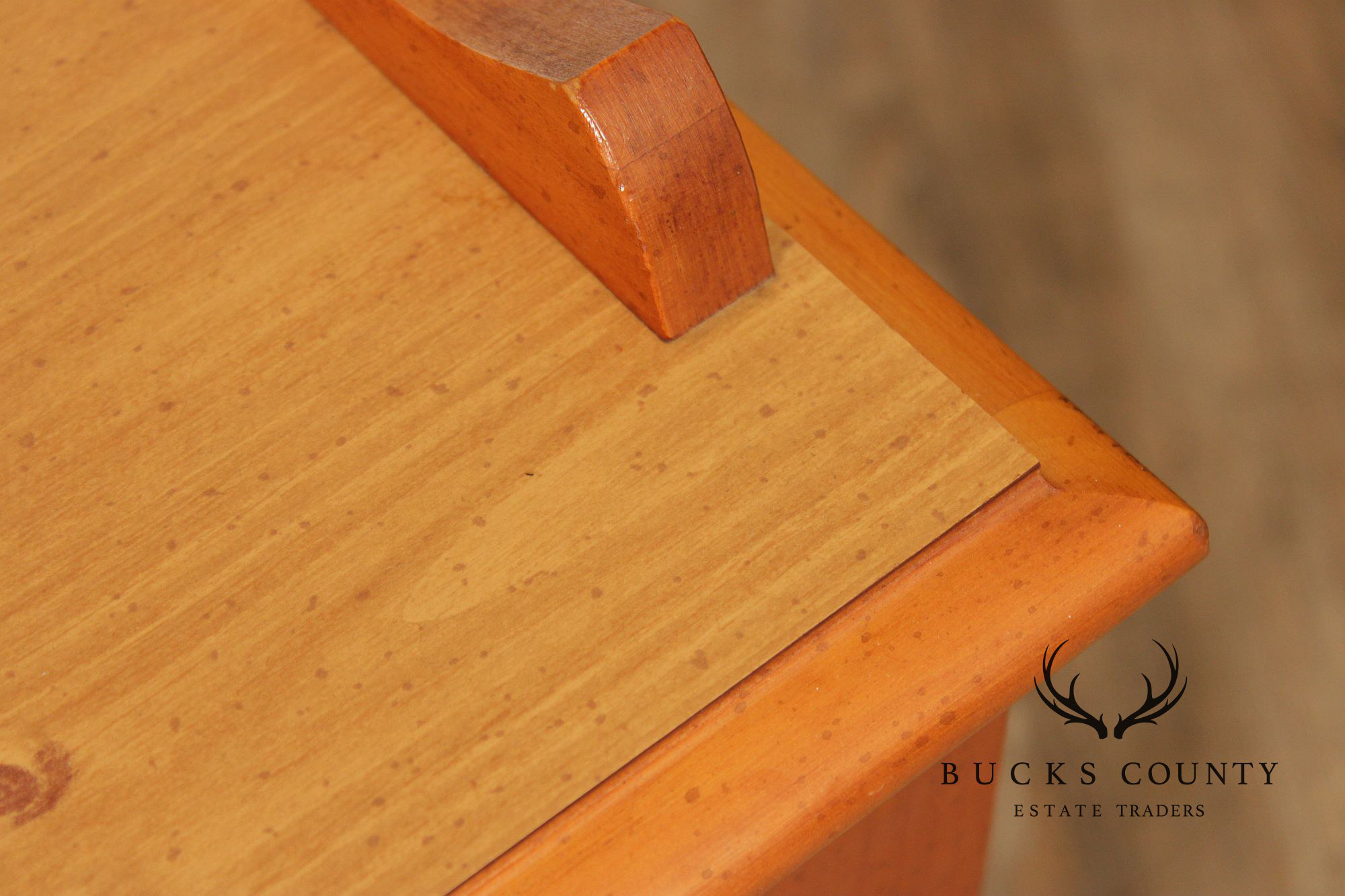 Stanley Furniture Pine and Wicker Side Table Nightstand