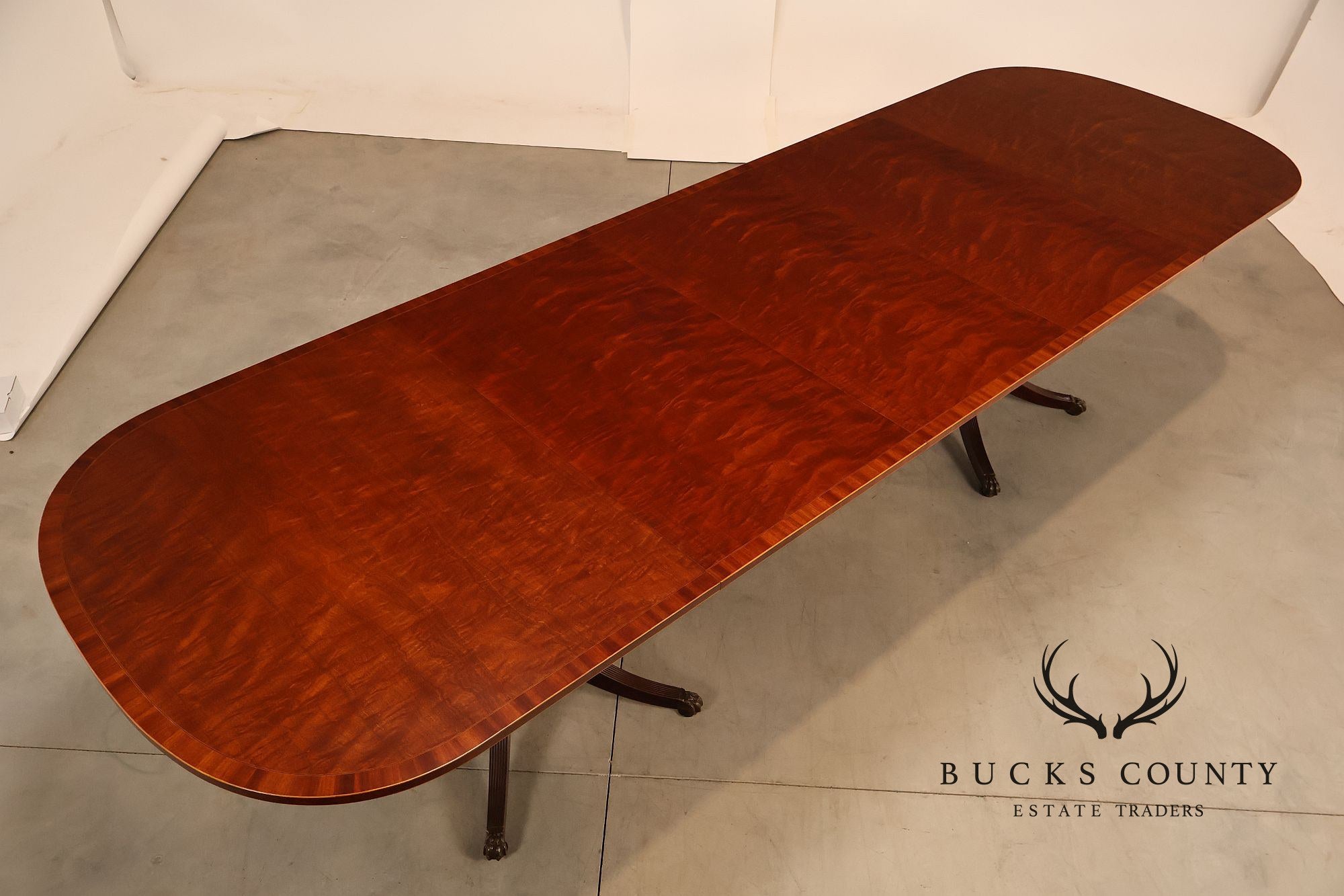 Schmieg & Kotzian Mahogany Double Pedestal Dining Table With 3 Leaves