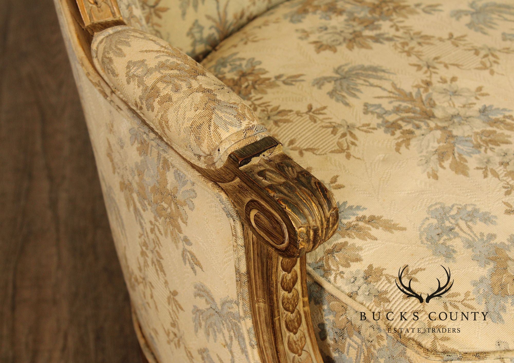 Antique French Louis XVI Style Bergere Wing Chair