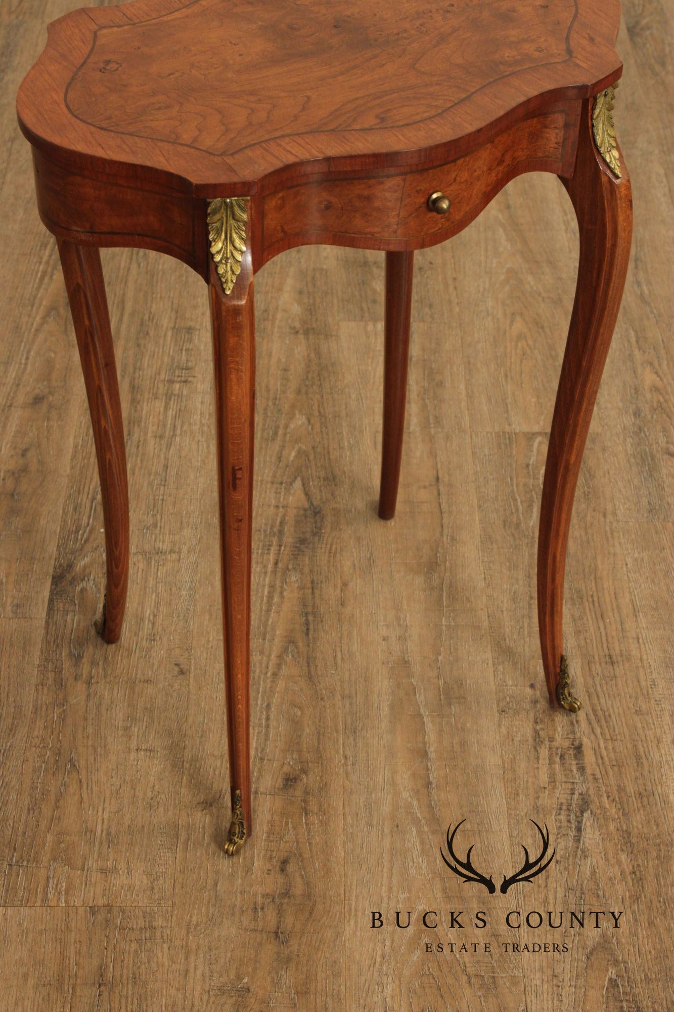 French Louis XV Style Burl Wood Side Table