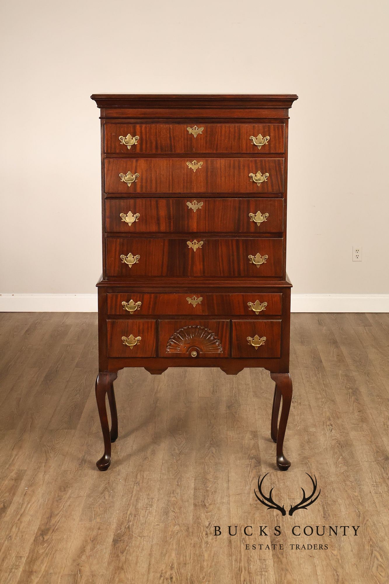 Queen Anne Style Mahogany Highboy Chest