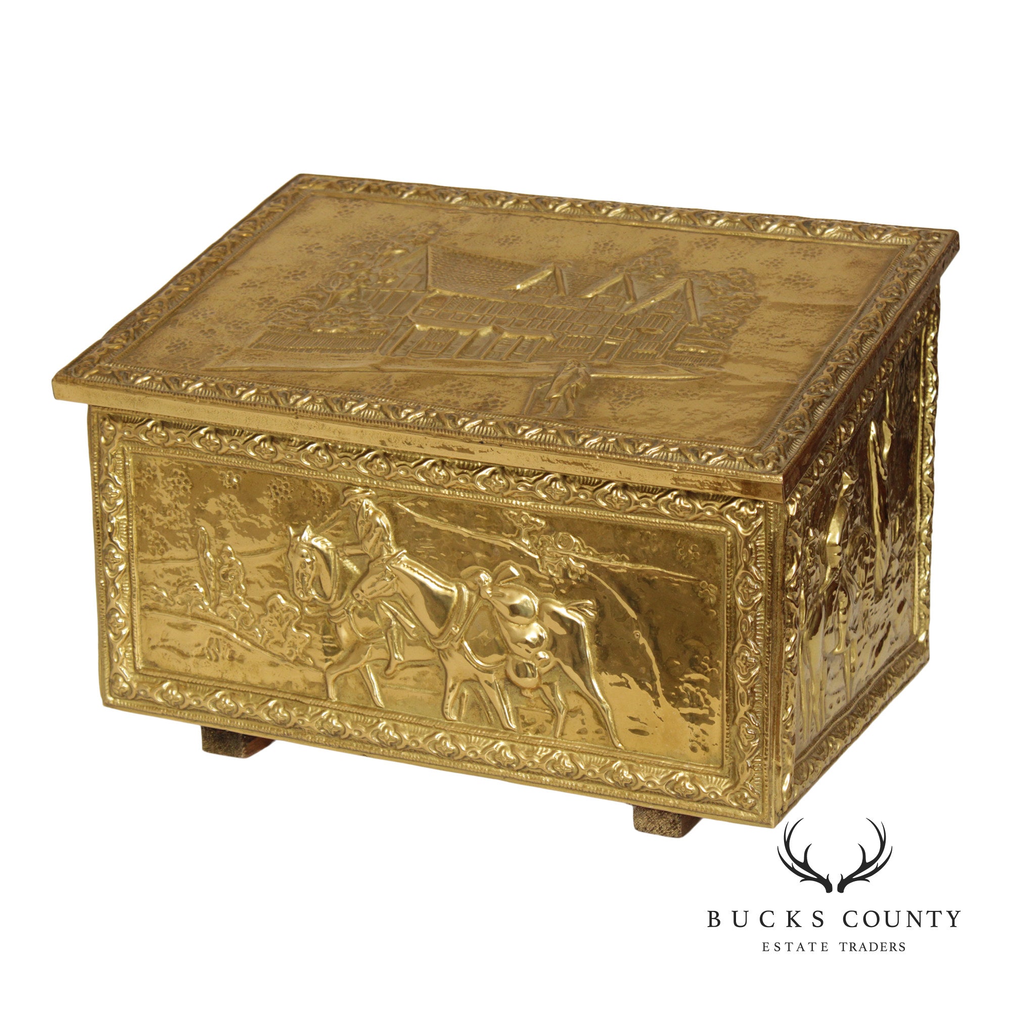 Vintage English Brass Coal or Wood Box