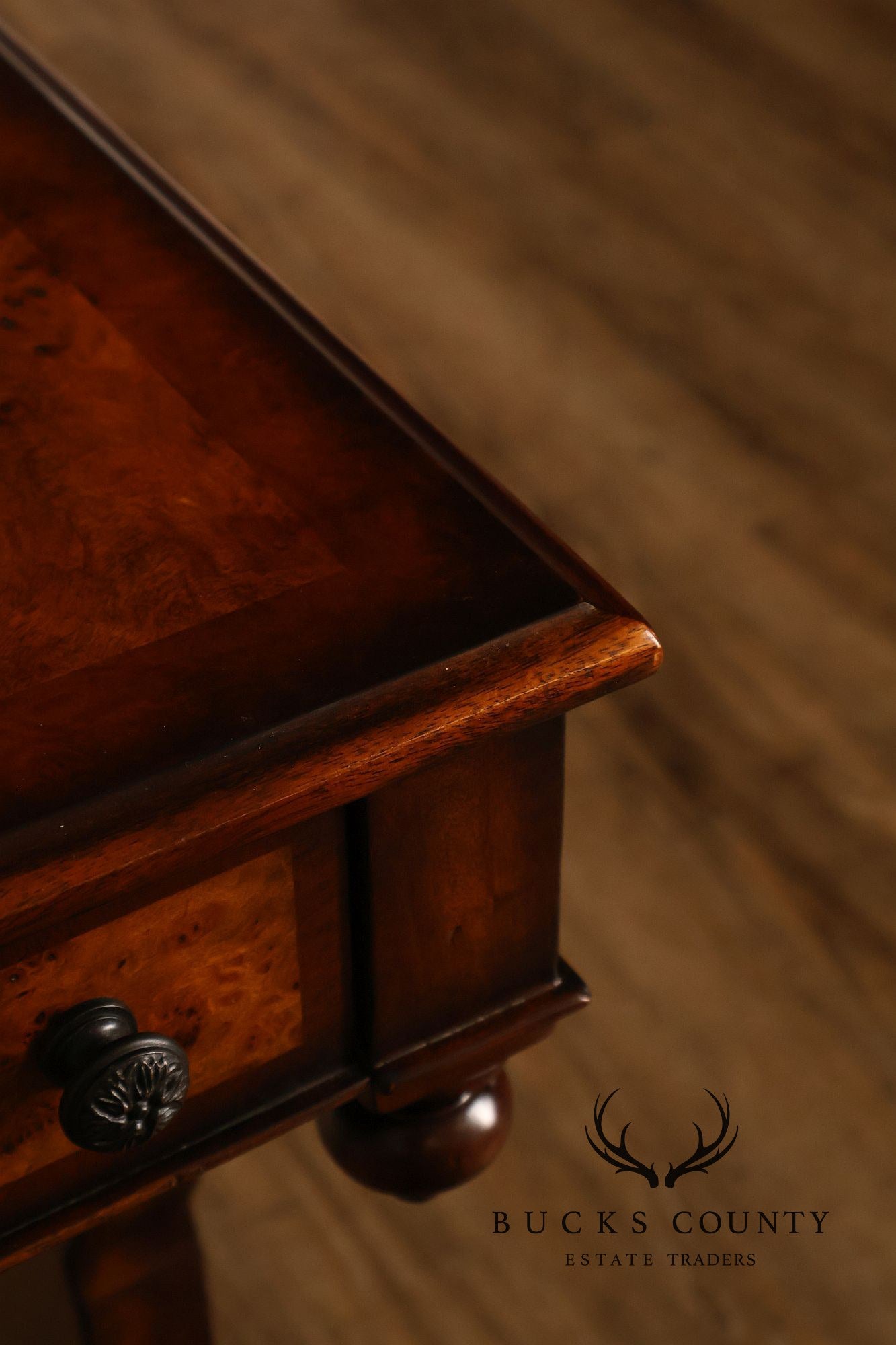 Theodore Alexander Mahogany Burl Wood Game Table
