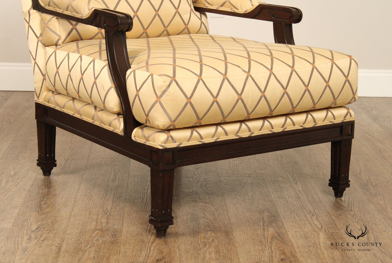 Quality English Style Upholstered Lounge Chair and Ottoman