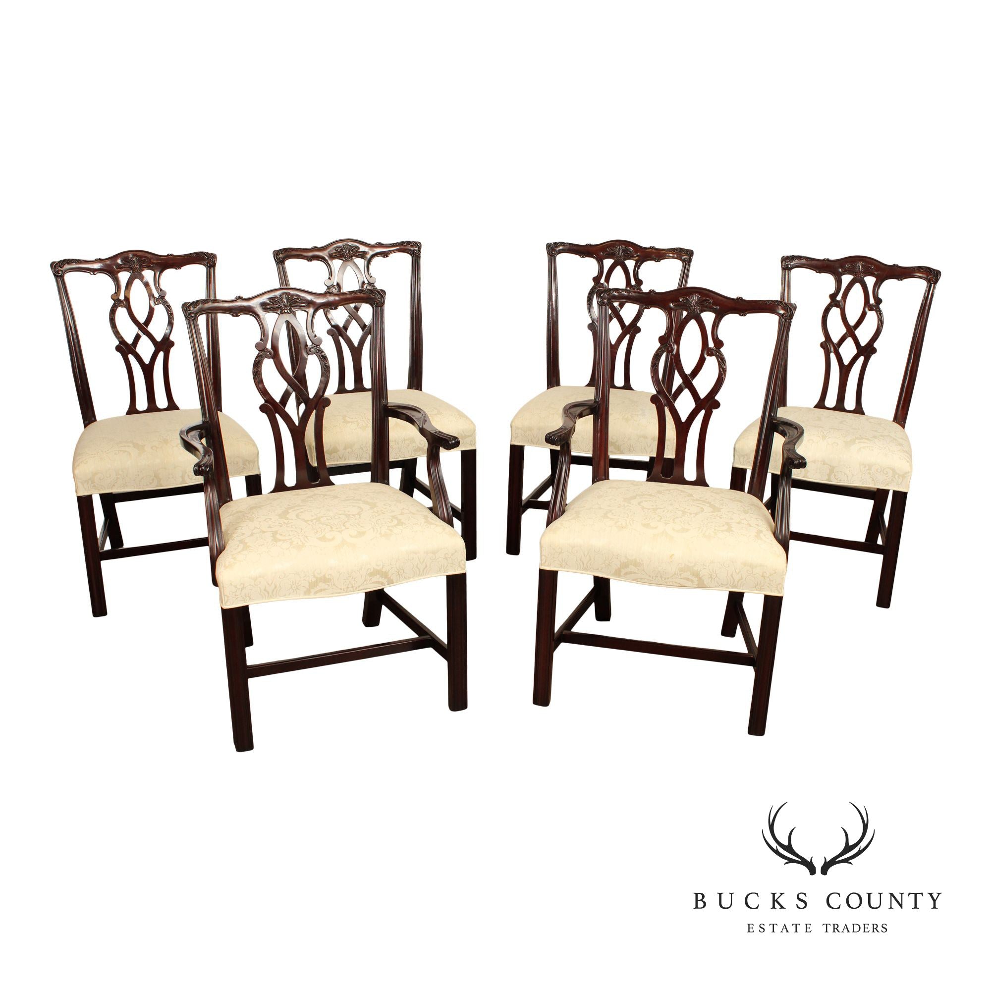 Kindel Chippendale Style Set of Six Mahogany Dining Chairs