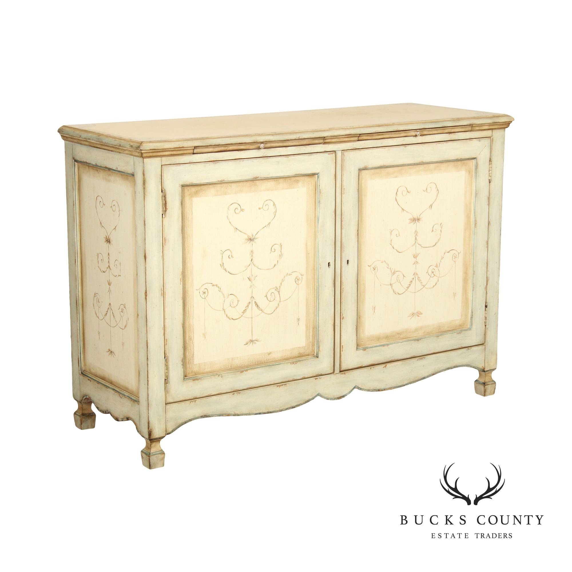 Century Furniture Italian Rustic European Style Distress Painted Buffet Sideboard