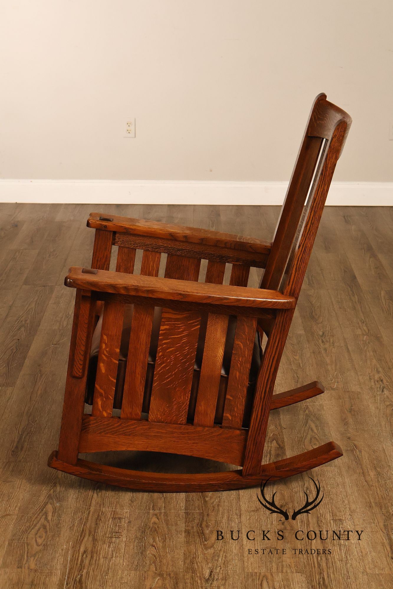 Antique Limbert Arts And Crafts Mission Oak High Back Rocking Chair