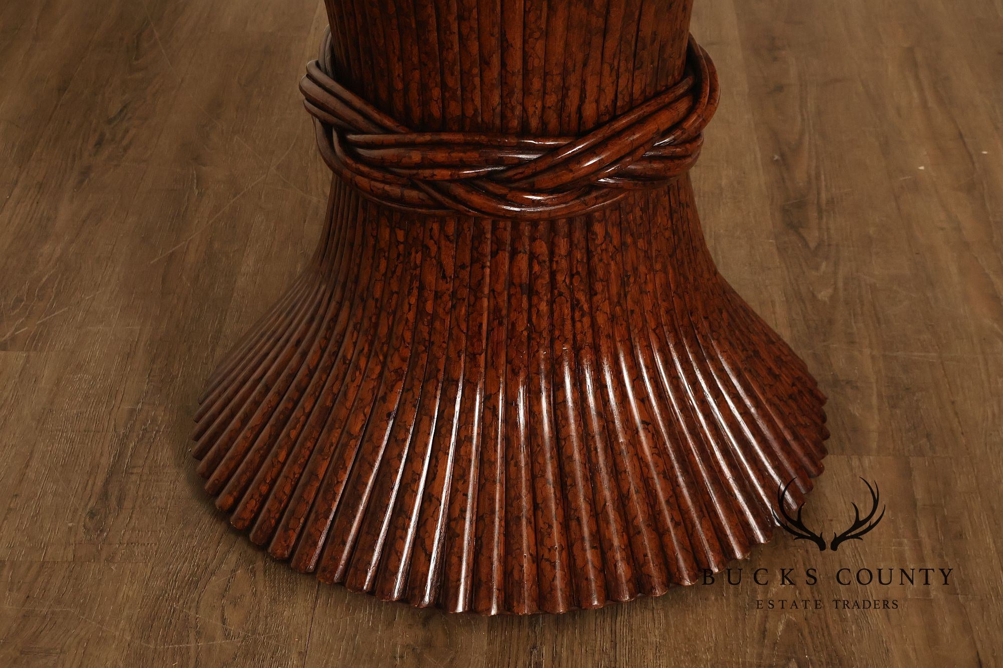Ficks Reed Round Glass Top 'Sheaf of Wheat' Dining Table