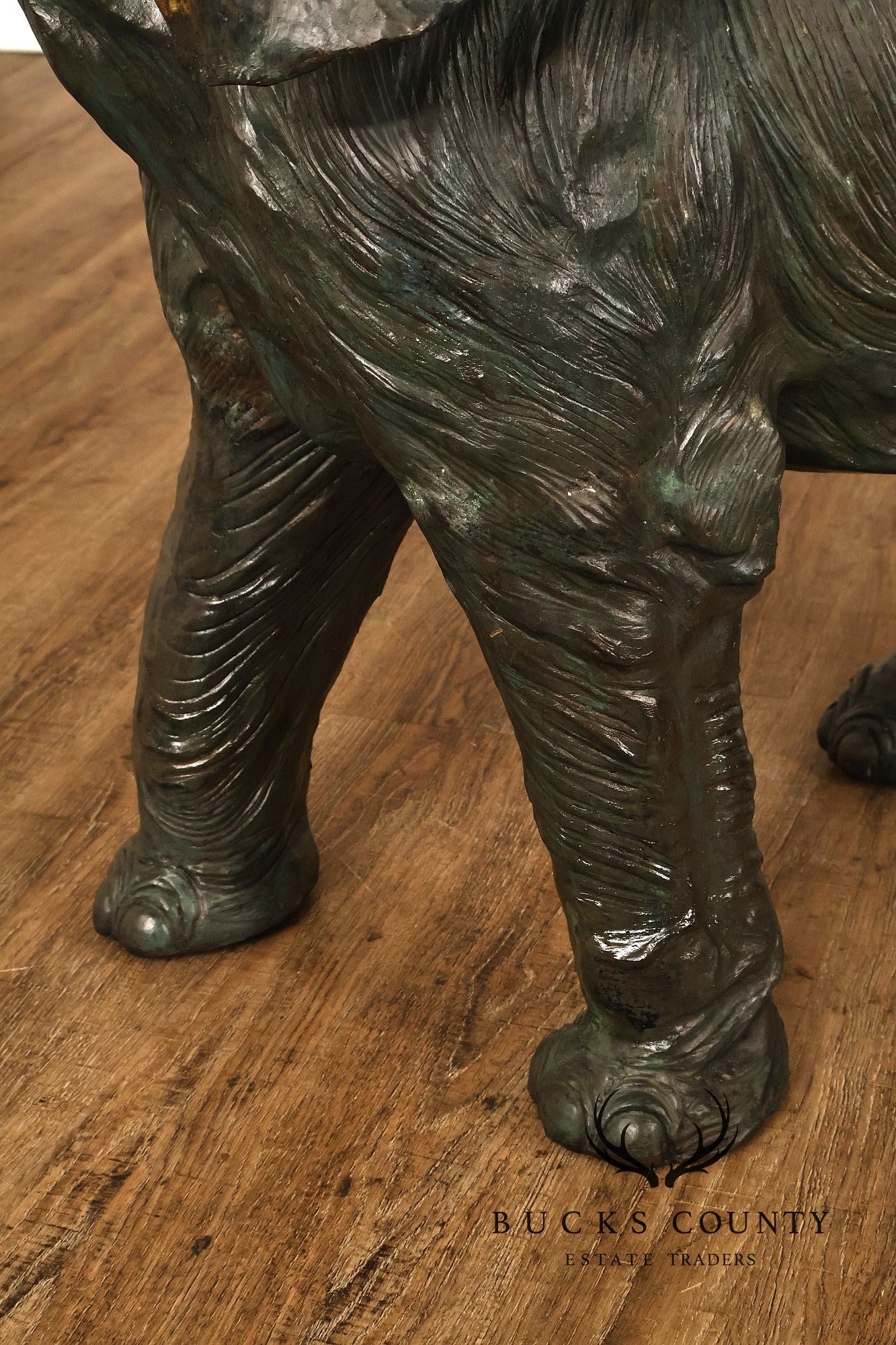 Monumental Patinated Bronze Elephant Statue