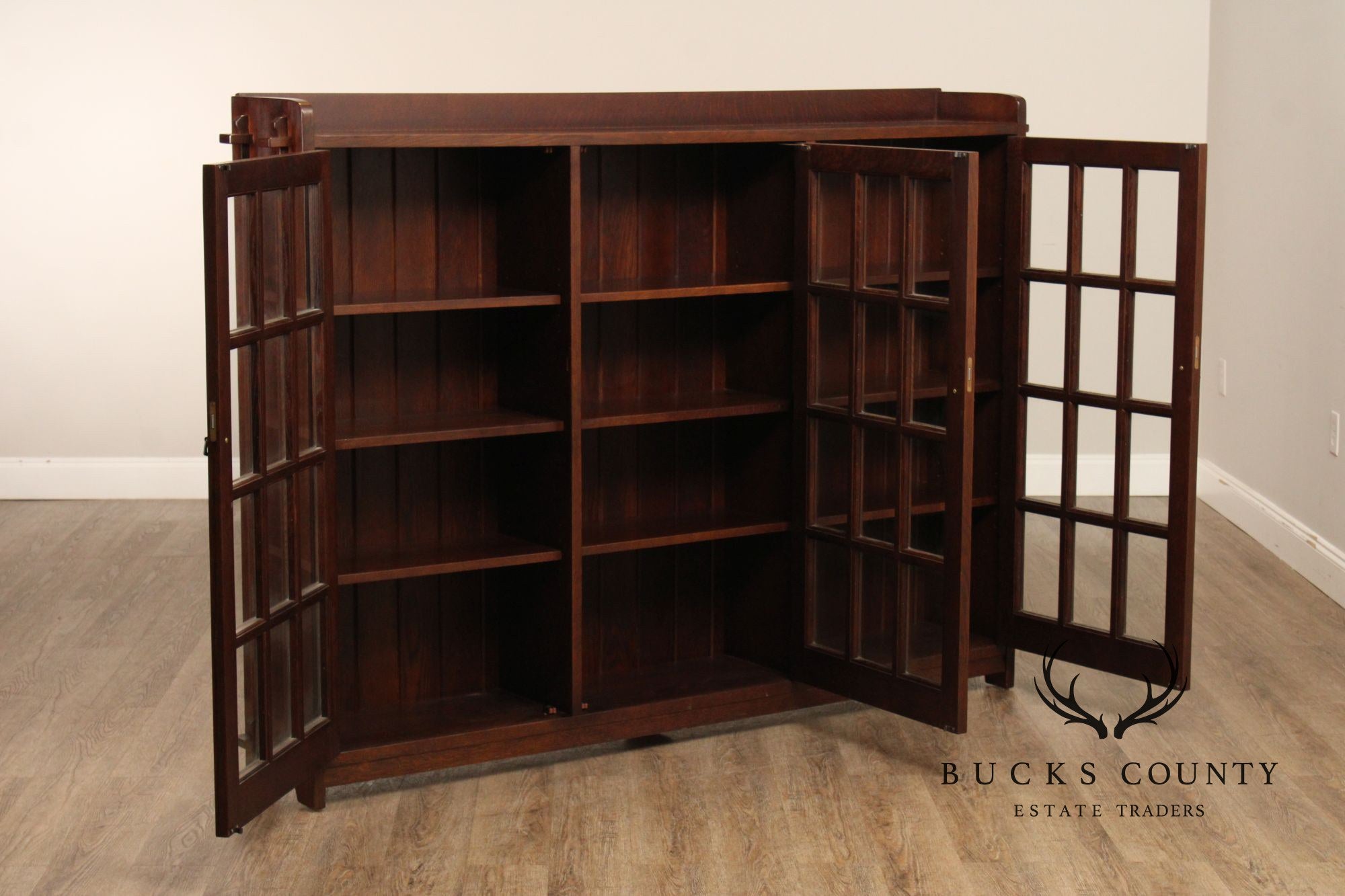 Stickley Mission Collection Oak Three Door Bookcase