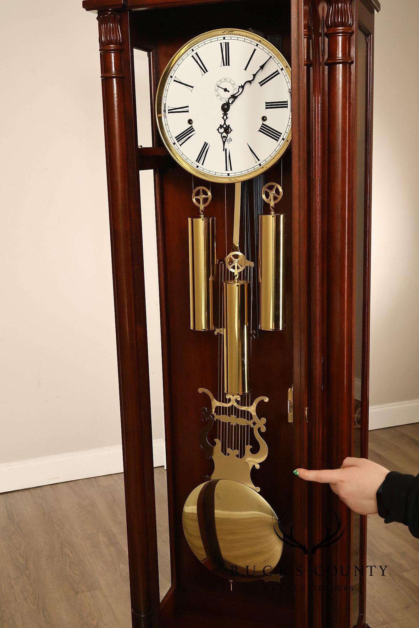 Sligh Dorset Flame Mahogany Grandfather Clock