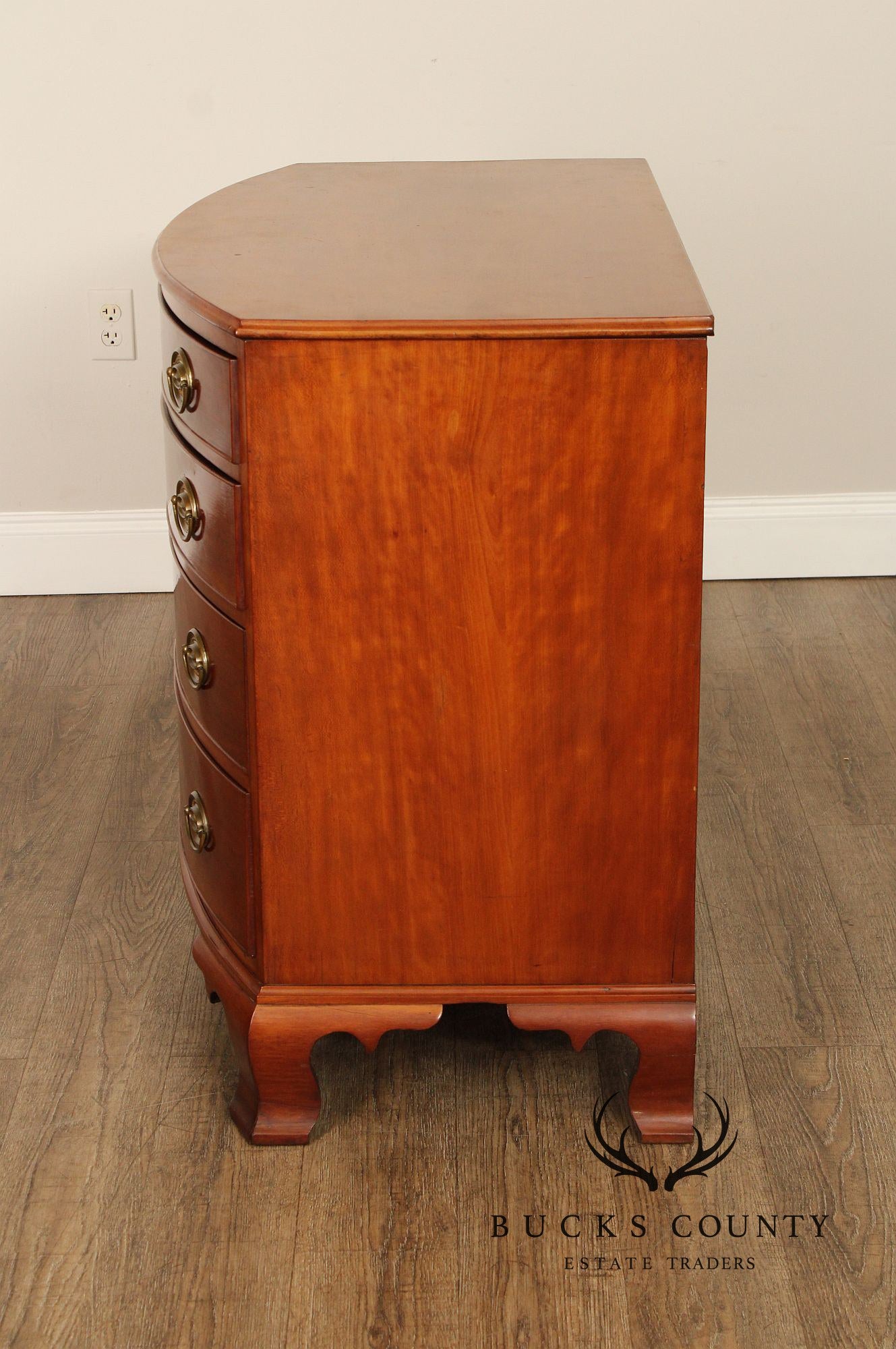 Antique Chippendale Cherry Bow Front Chest of Drawers