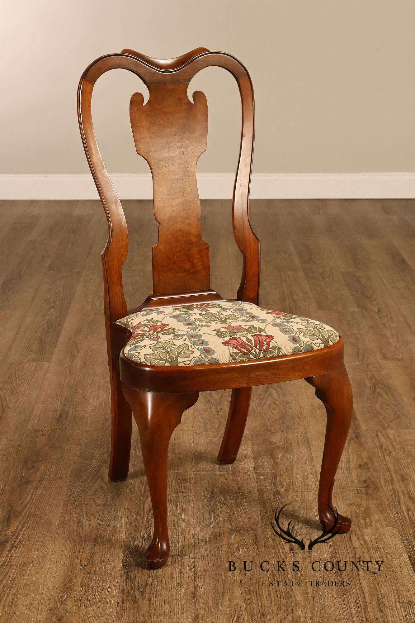 Saybolt Cleland Queen Anne Style Walnut Side Chairs, Pair