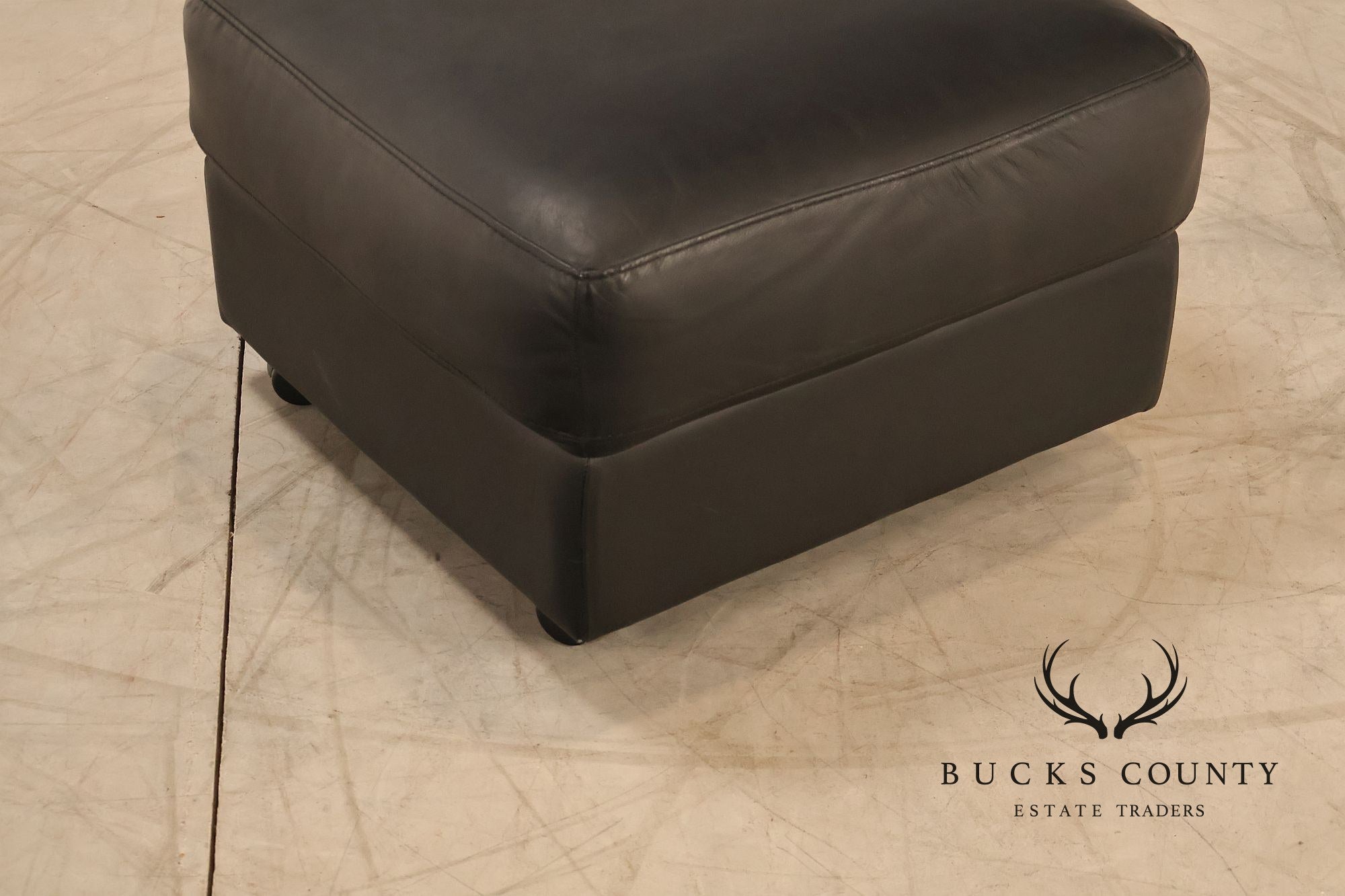 Brazialian Black Leather Modern Square Ottoman On Casters By Italsofa Bahia Ltda