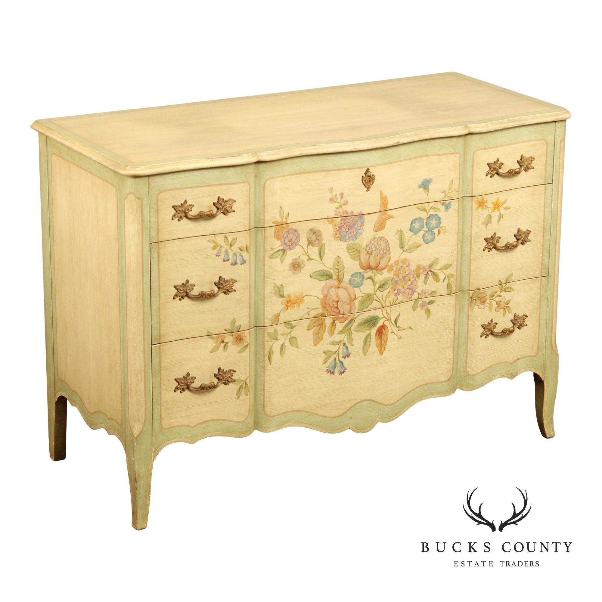 John Widdicomb Vintage French Provincial Style Painted Chest of Drawers