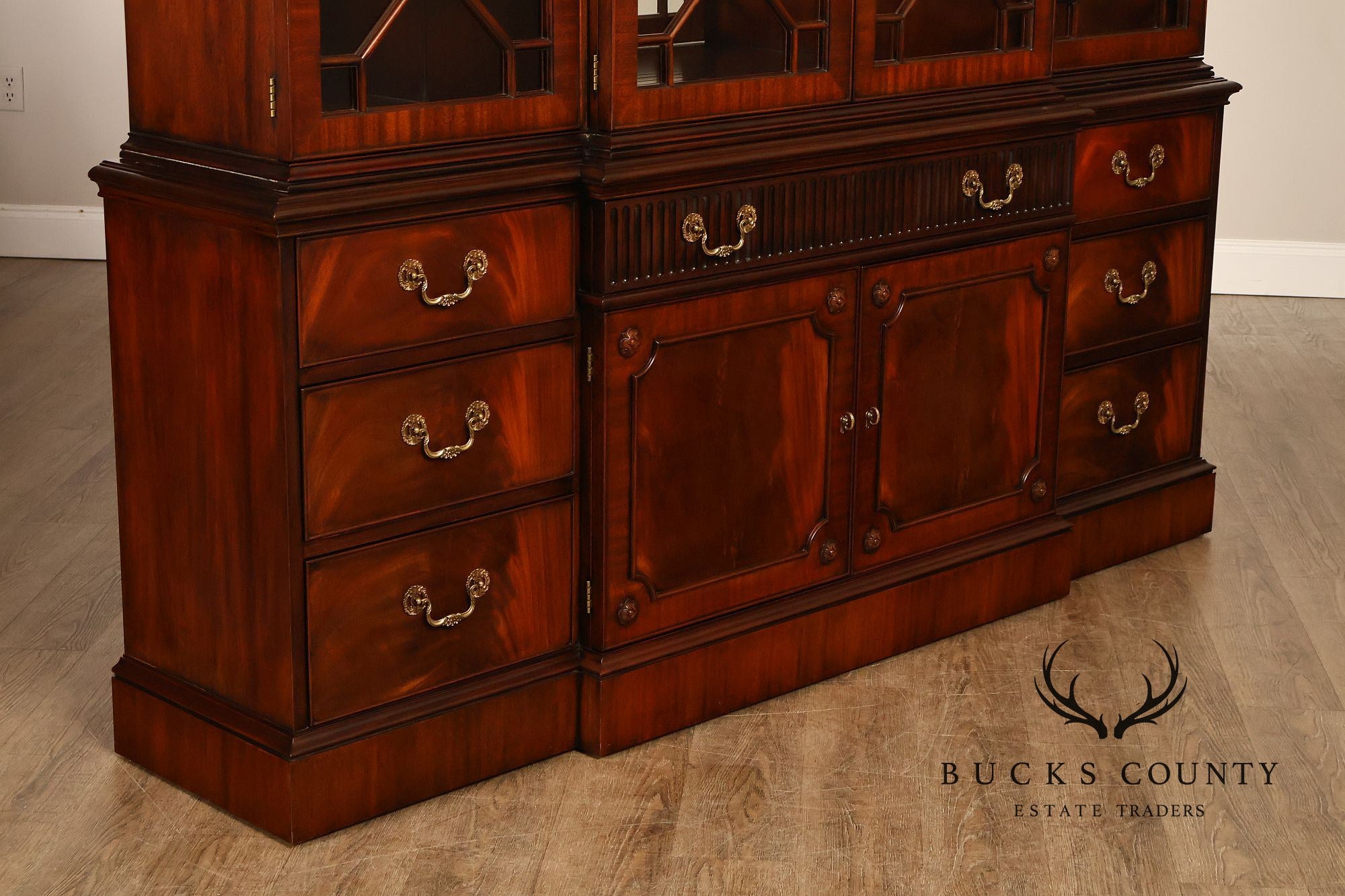 Henkel Harris Chippendale Style Mahogany China Cabinet Breakfront