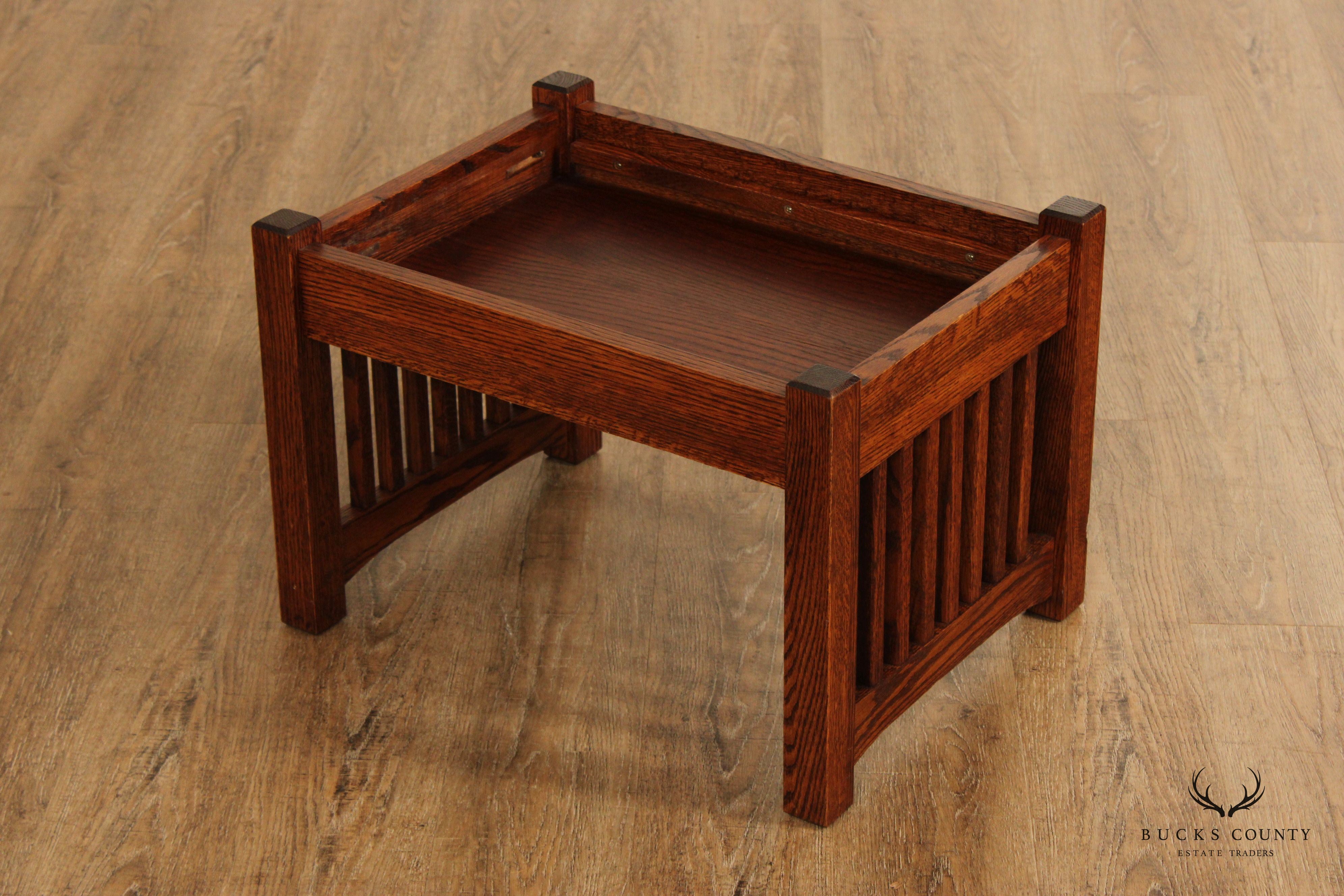 The Michaels Company Mission Style Oak and Leather Footstool